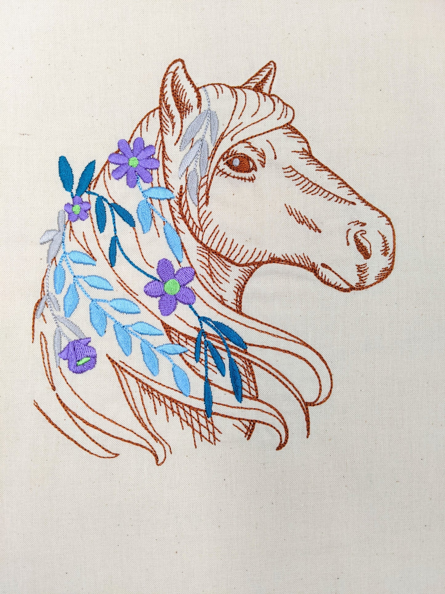 Horse and Flowers Tote Bag | Horse Tote Bag | Cute Gift Idea for Horse Lover | Gift for her | Cotton Embroidered Tote Bag