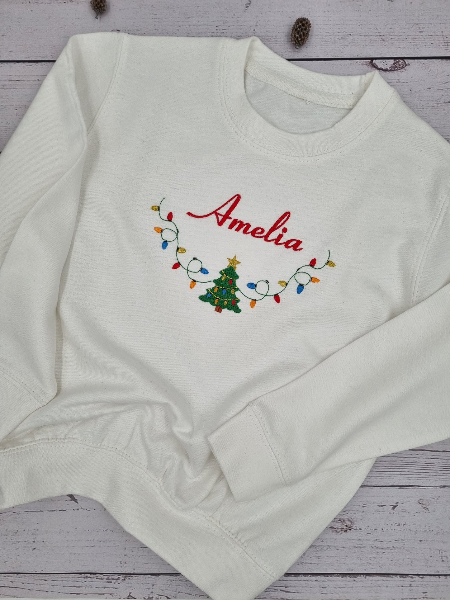 Children's Christmas Sweatshirt | Personalised Christmas tree and garland