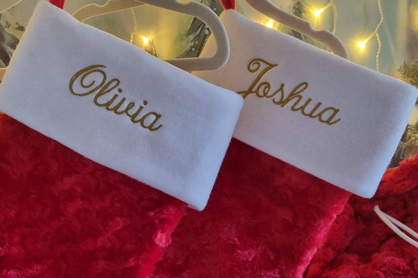 Personalised Santa Christmas Stockings Plush red | Stockings with Name | Cute Christmas Decoration | Embroidered