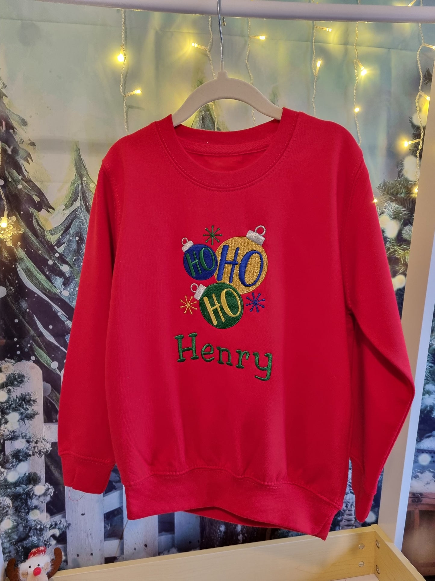 PRE order with deposit -Children's Christmas Sweatshirt | Personalised Ho Ho Ho