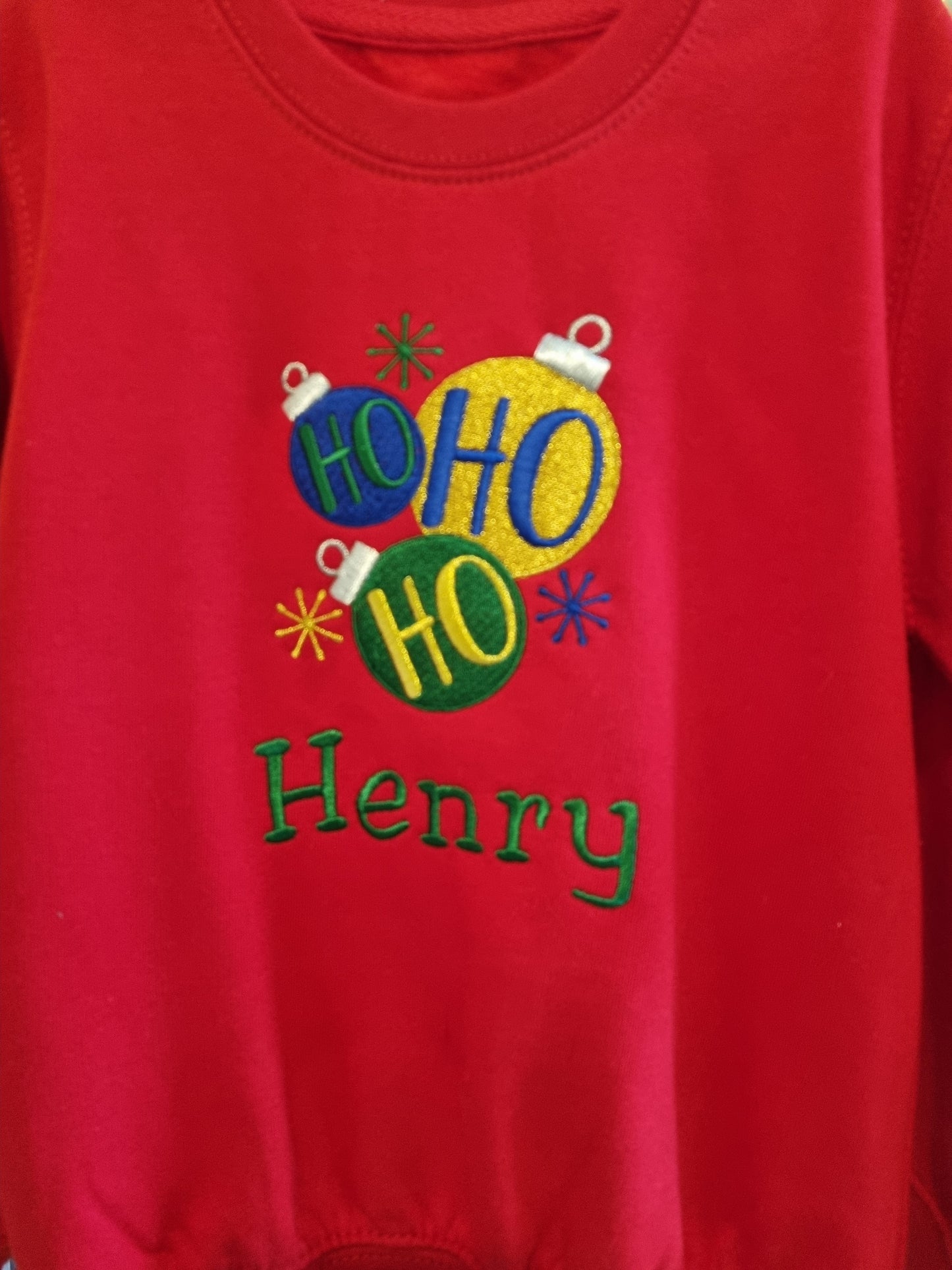 PRE order with deposit -Children's Christmas Sweatshirt | Personalised Ho Ho Ho