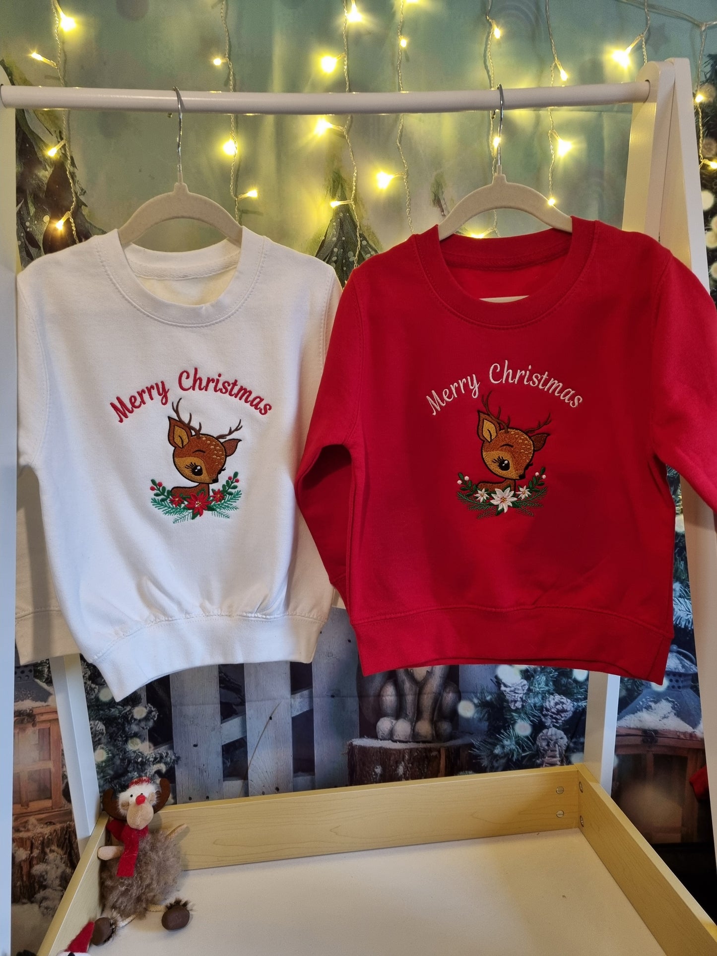 PRE- ORDER -Children's Christmas Sweatshirt | Personalised | Christmas Jumper | Cute Reindeer | Xmas Jumper | Embroidered