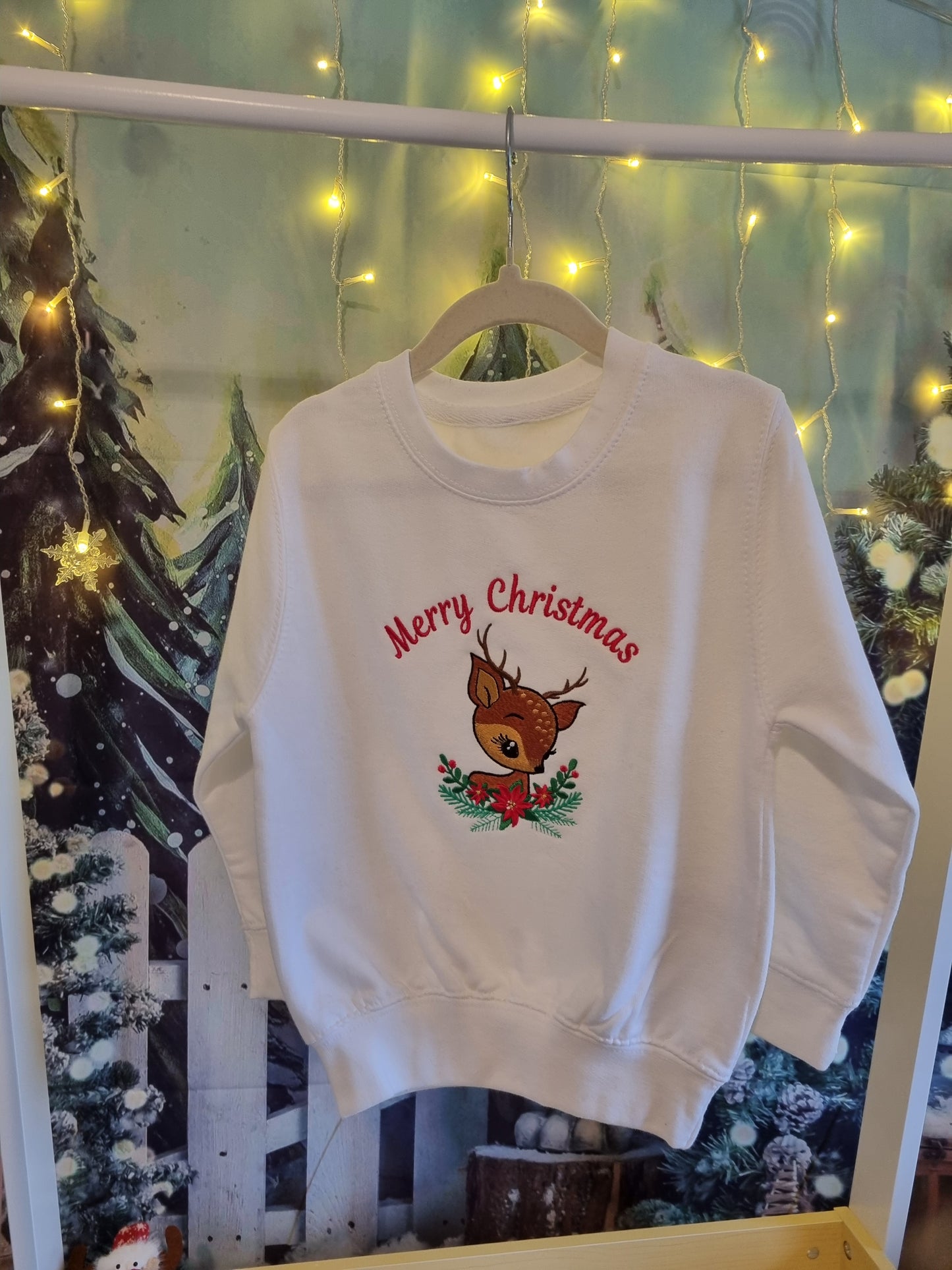 PRE- ORDER -Children's Christmas Sweatshirt | Personalised | Christmas Jumper | Cute Reindeer | Xmas Jumper | Embroidered
