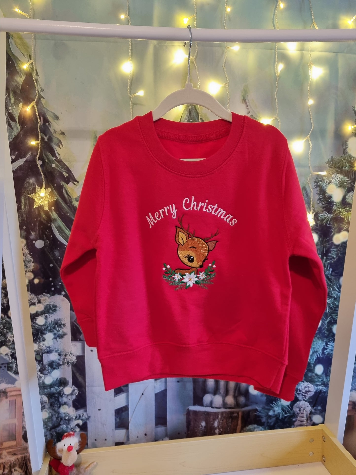 PRE- ORDER -Children's Christmas Sweatshirt | Personalised | Christmas Jumper | Cute Reindeer | Xmas Jumper | Embroidered