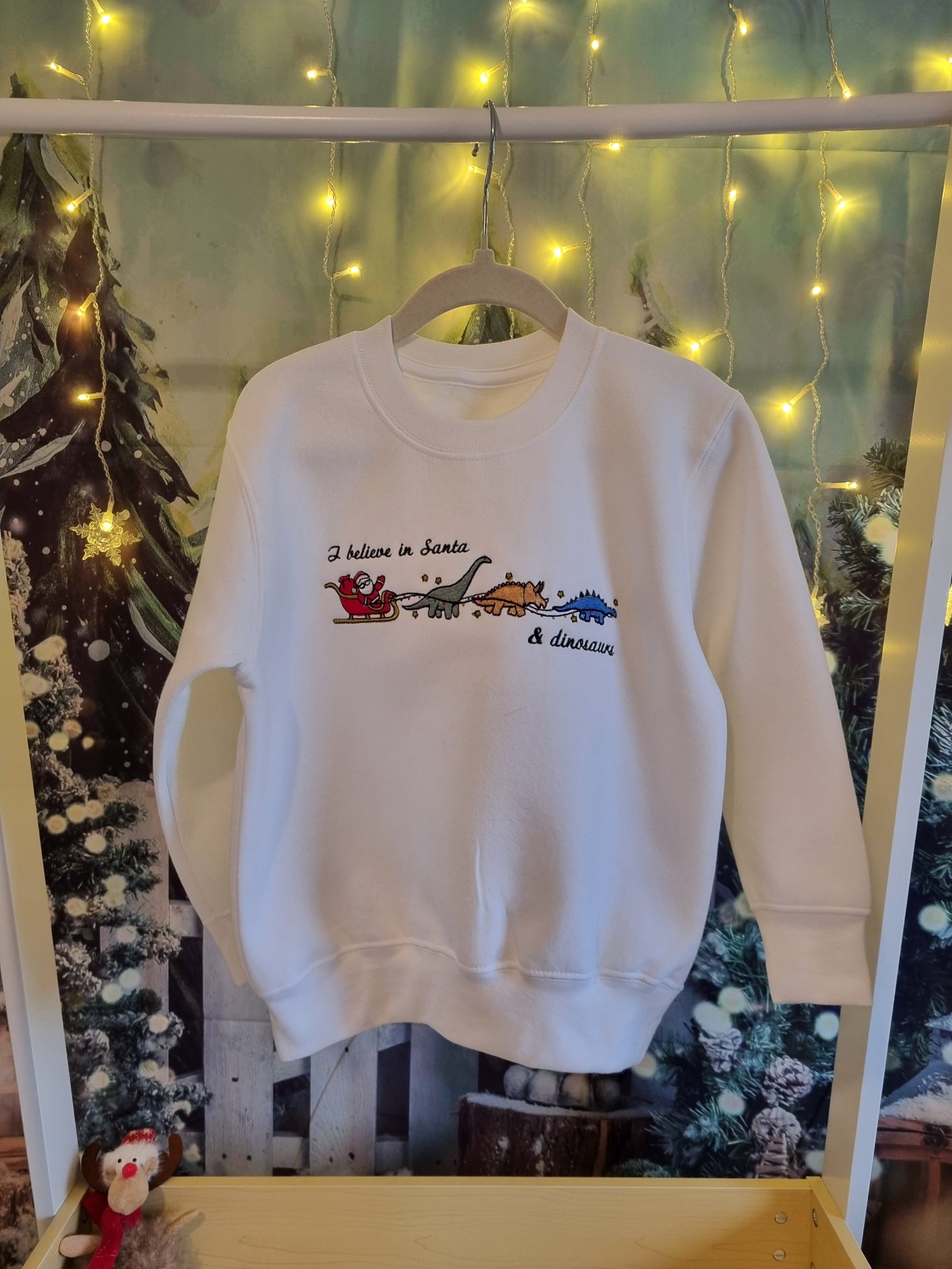 PRE-ORDER -Christmas Children sweatshirt I believe in Santa and Dinosaurs