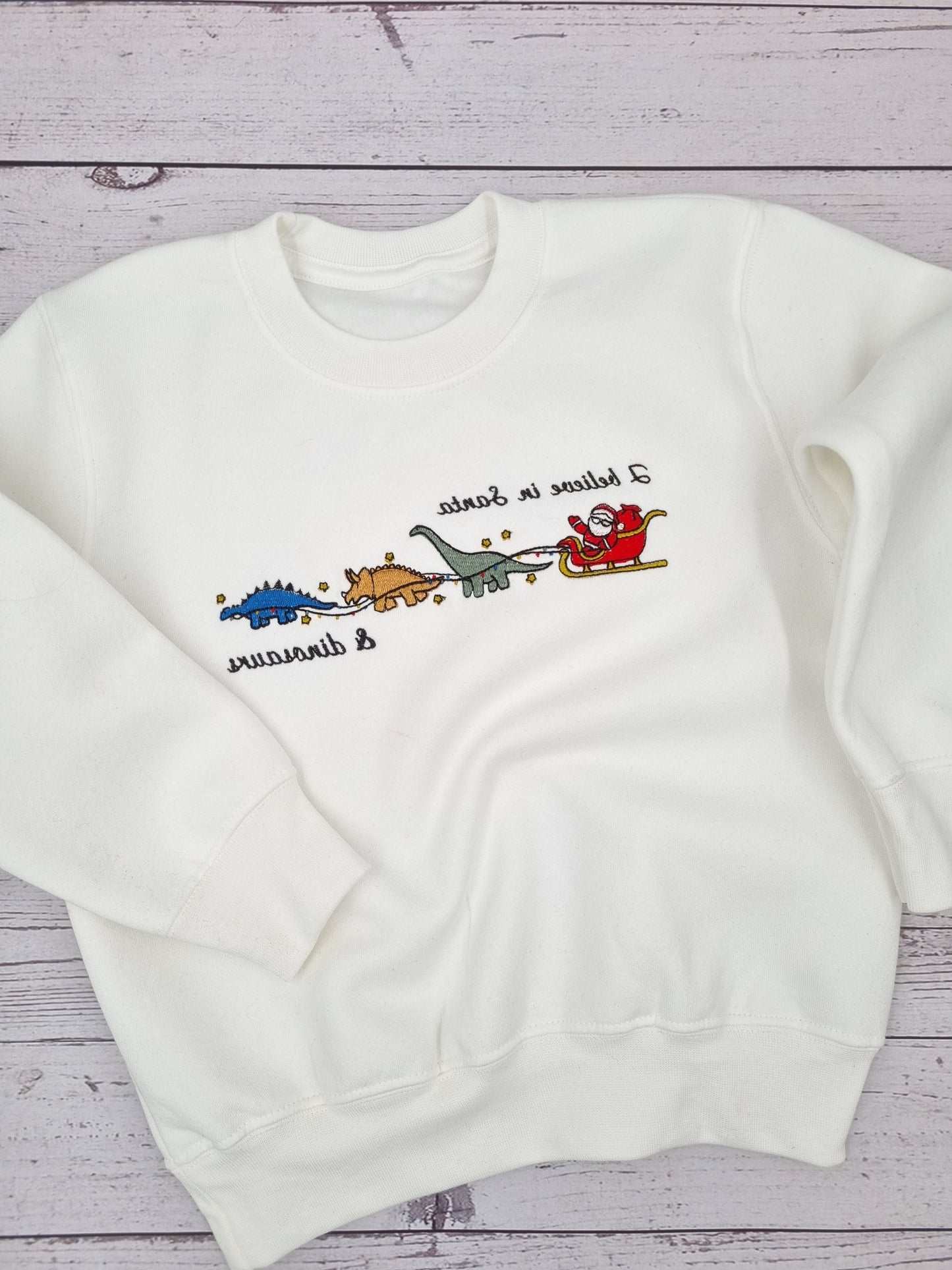PRE-ORDER -Christmas Children sweatshirt I believe in Santa and Dinosaurs
