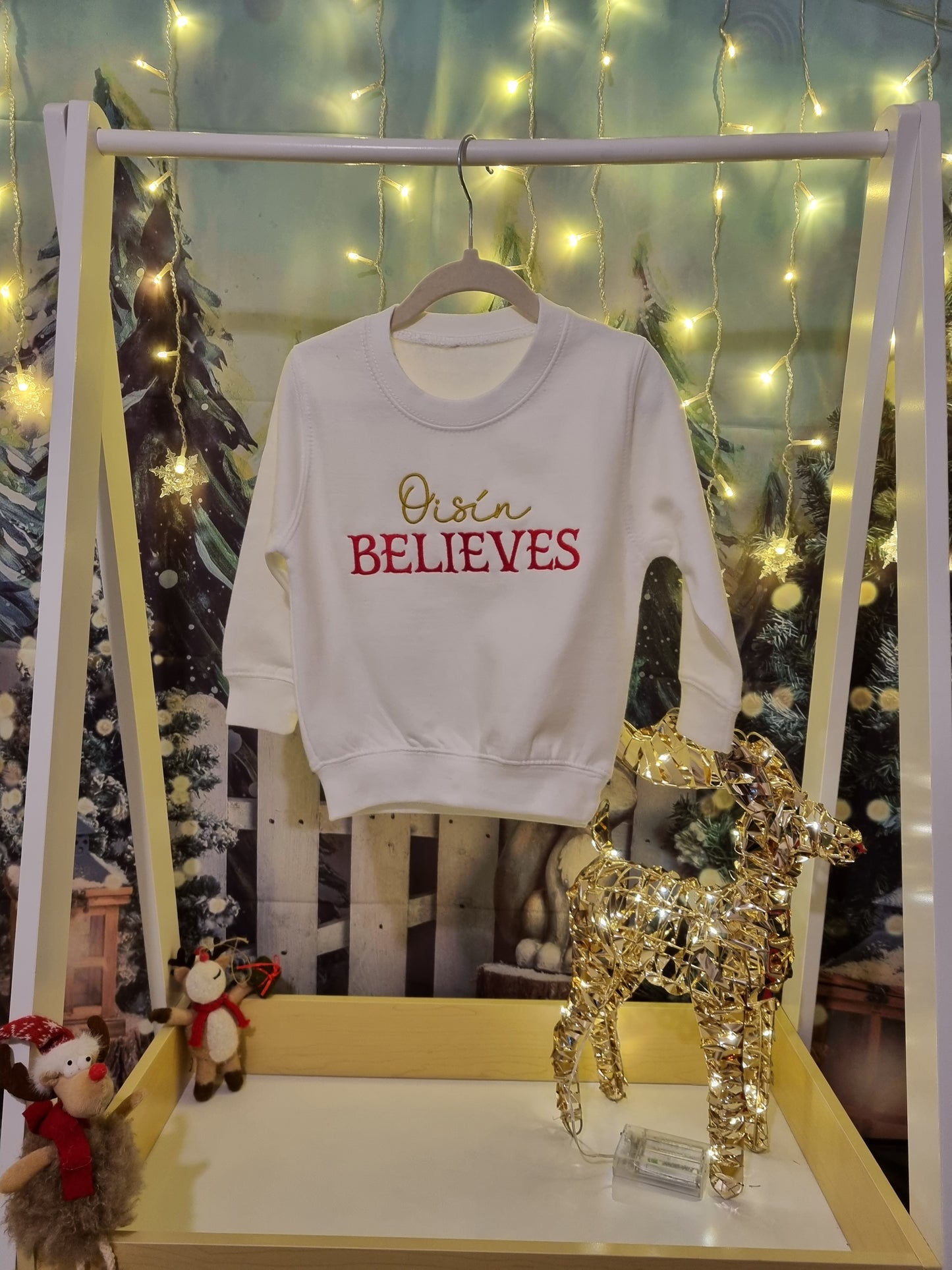PRE ORDER- - ersonalised Christmas Sweatshirt - Believes - Embroidery