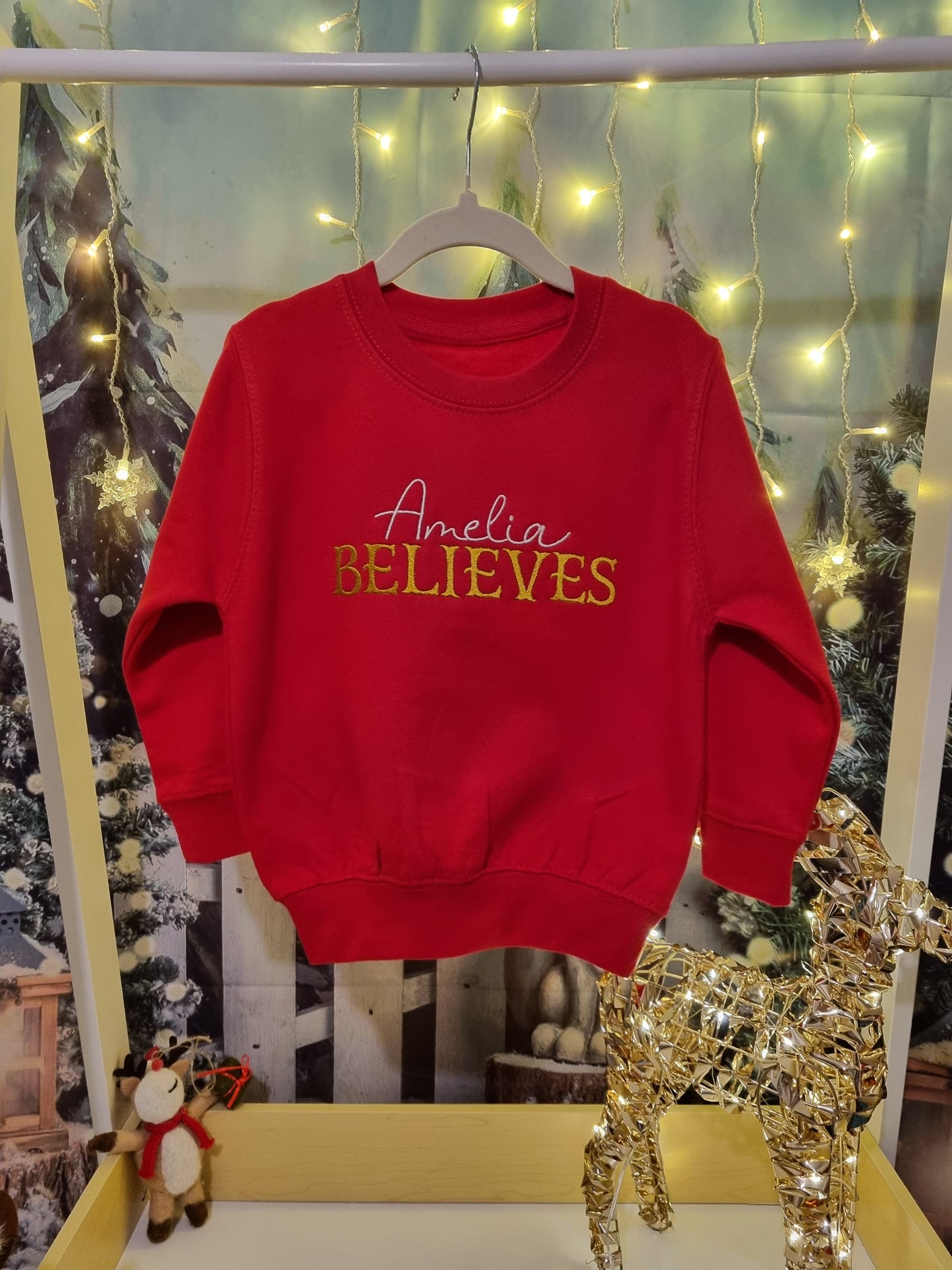 Personalised Christmas Sweatshirt - Believes - Embroidery