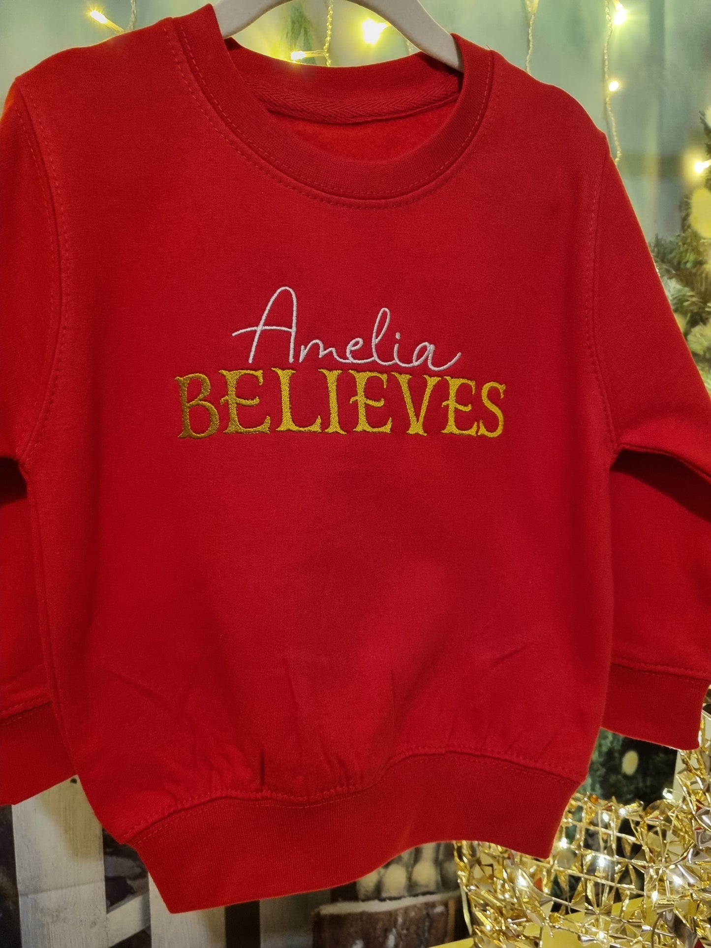 PRE ORDER -Personalised Christmas Sweatshirt - Believes - Embroidery