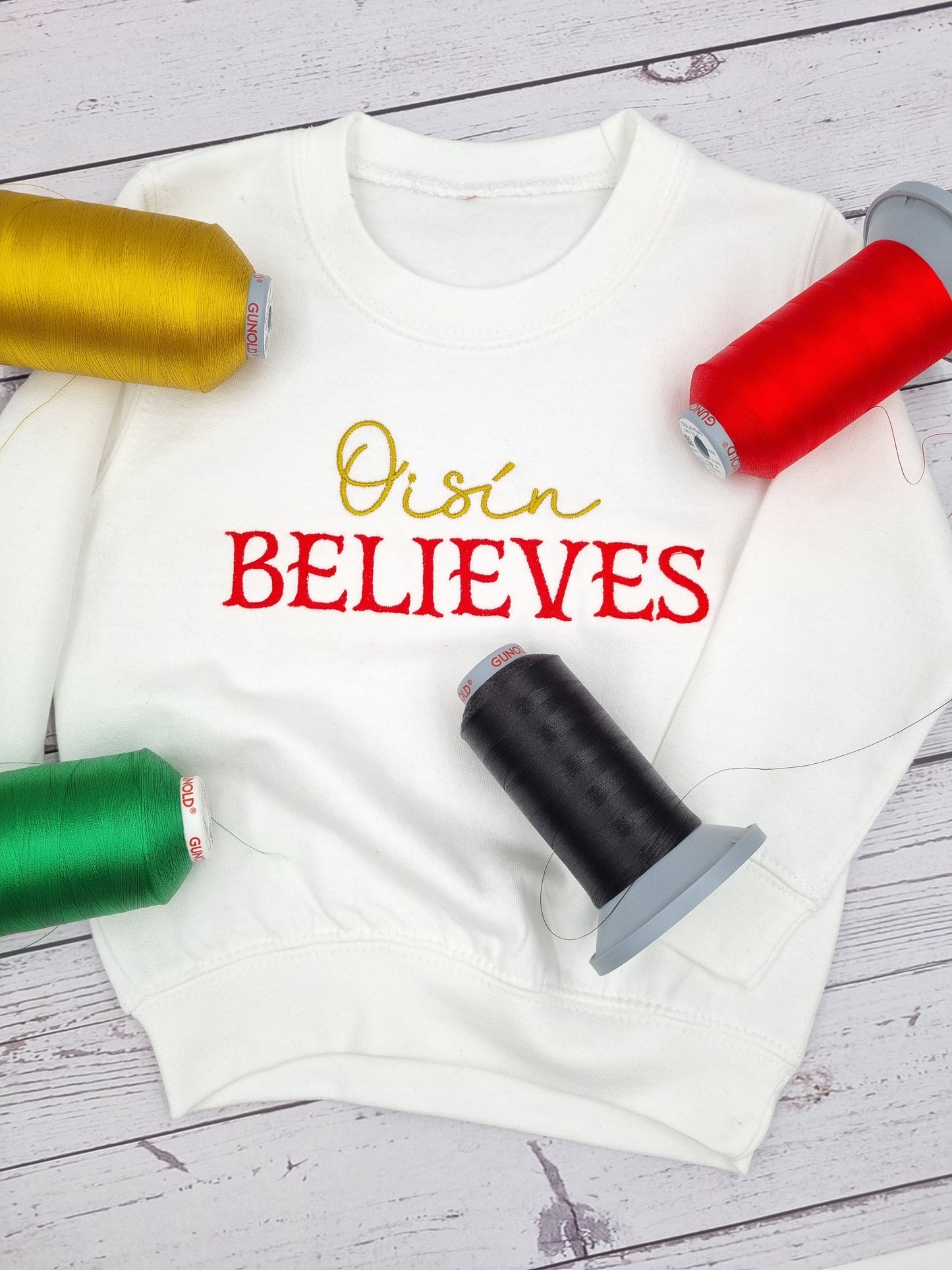 PRE ORDER- - ersonalised Christmas Sweatshirt - Believes - Embroidery