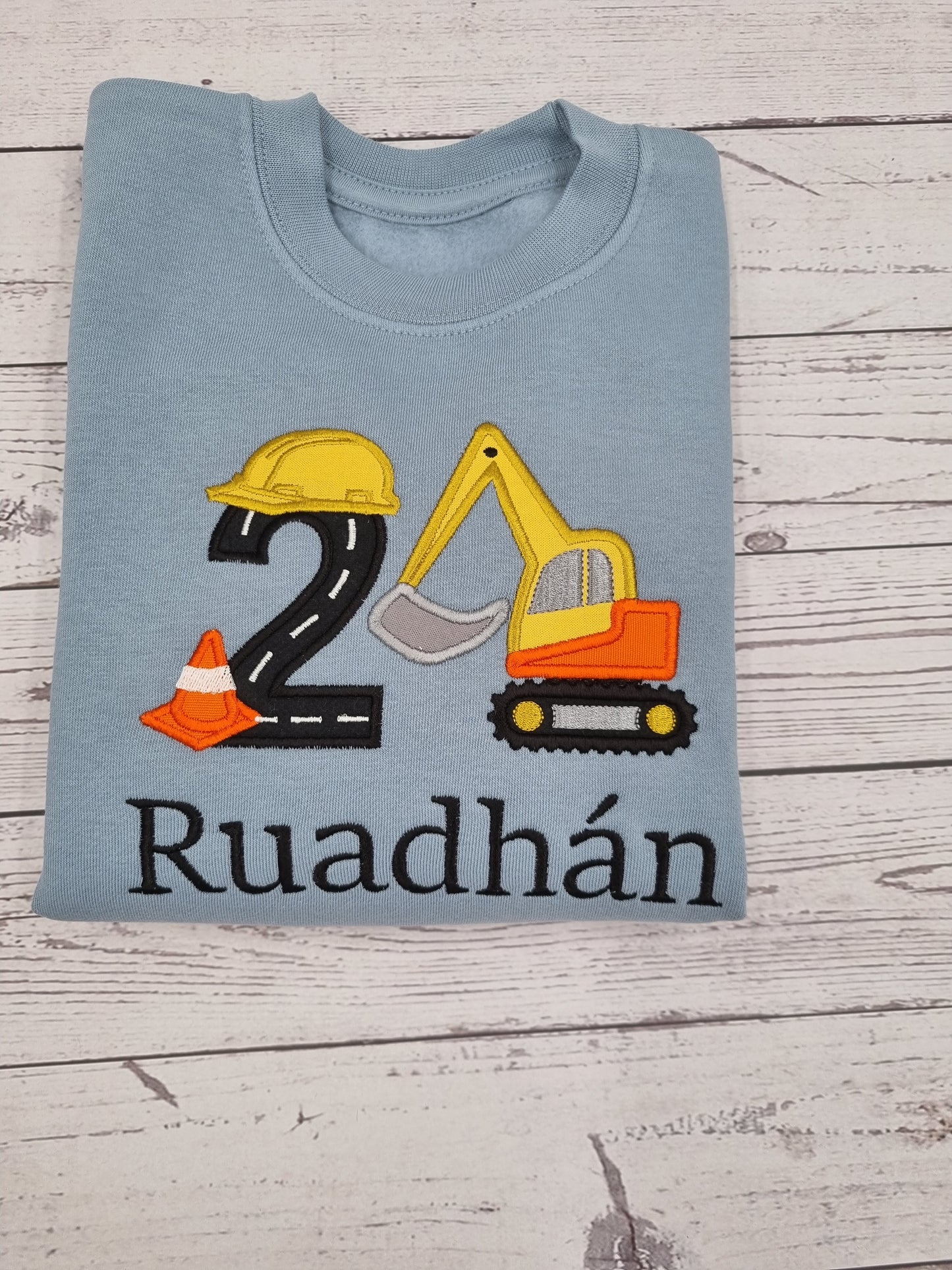 Excavator Sweatshirt | Excavator with name and number | Embroidered