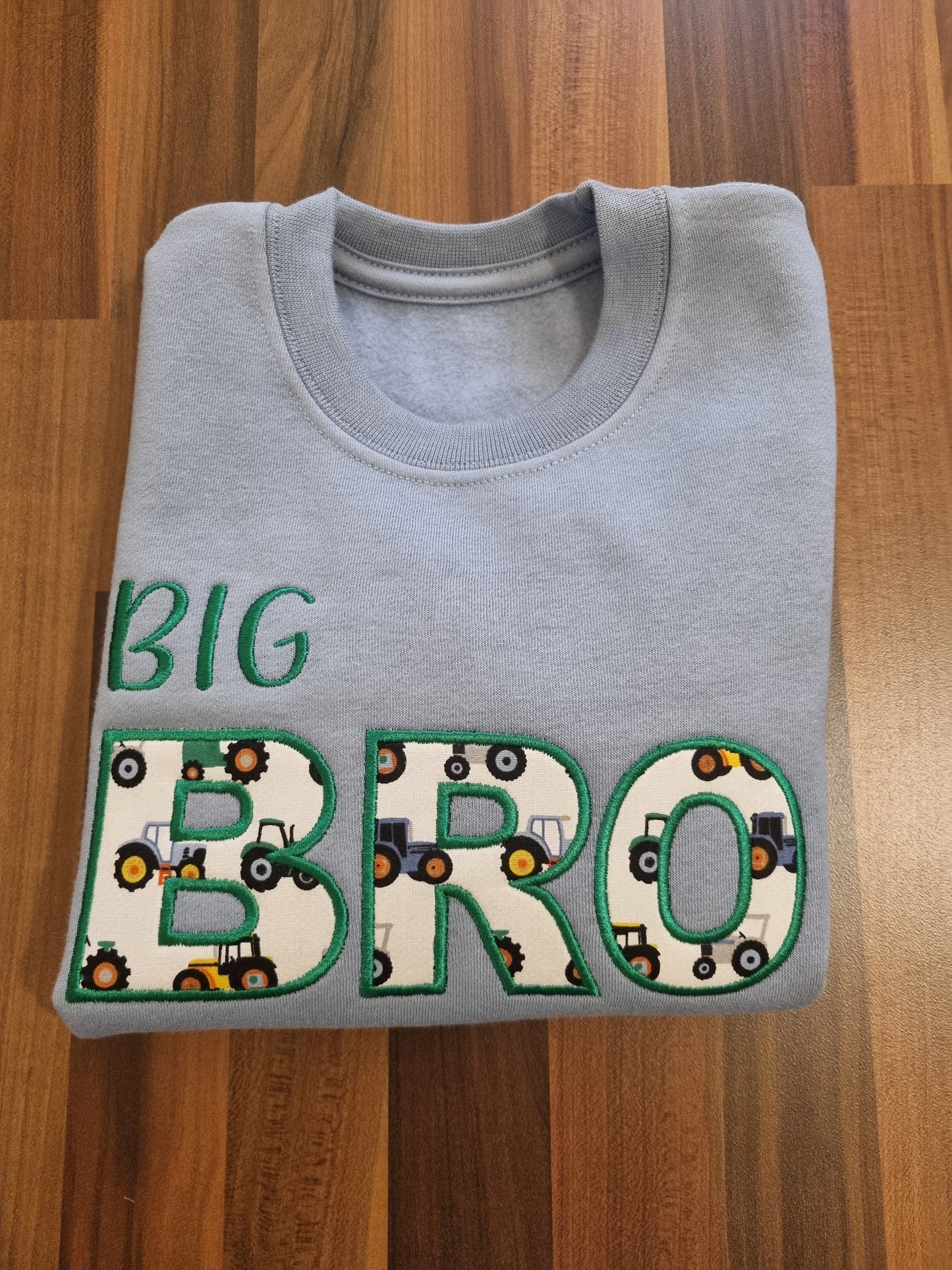 Children's Big Brother Sweatshirt with Tractor fabric | Embroidery