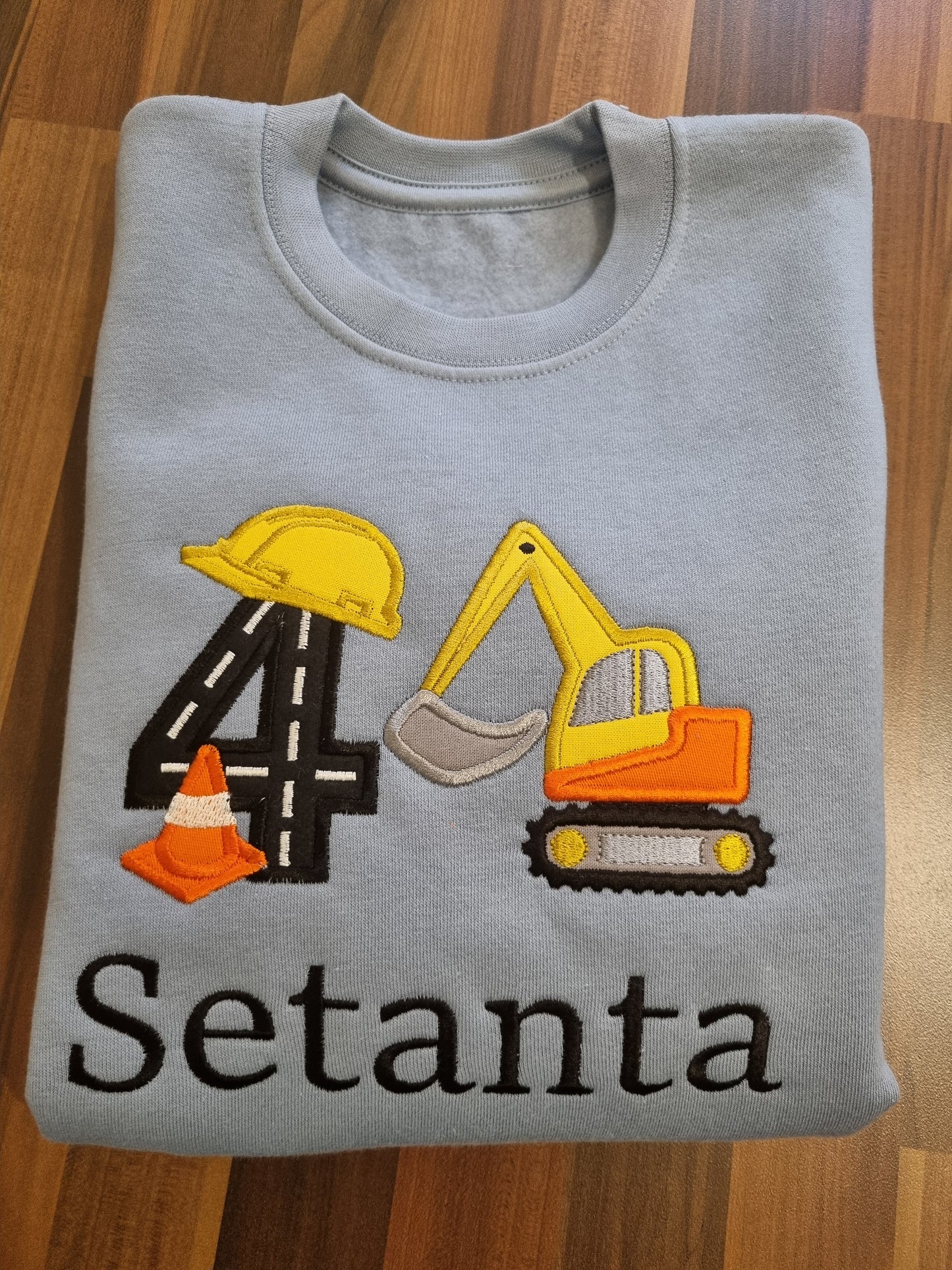 Excavator Sweatshirt | Excavator with name and number | Embroidered