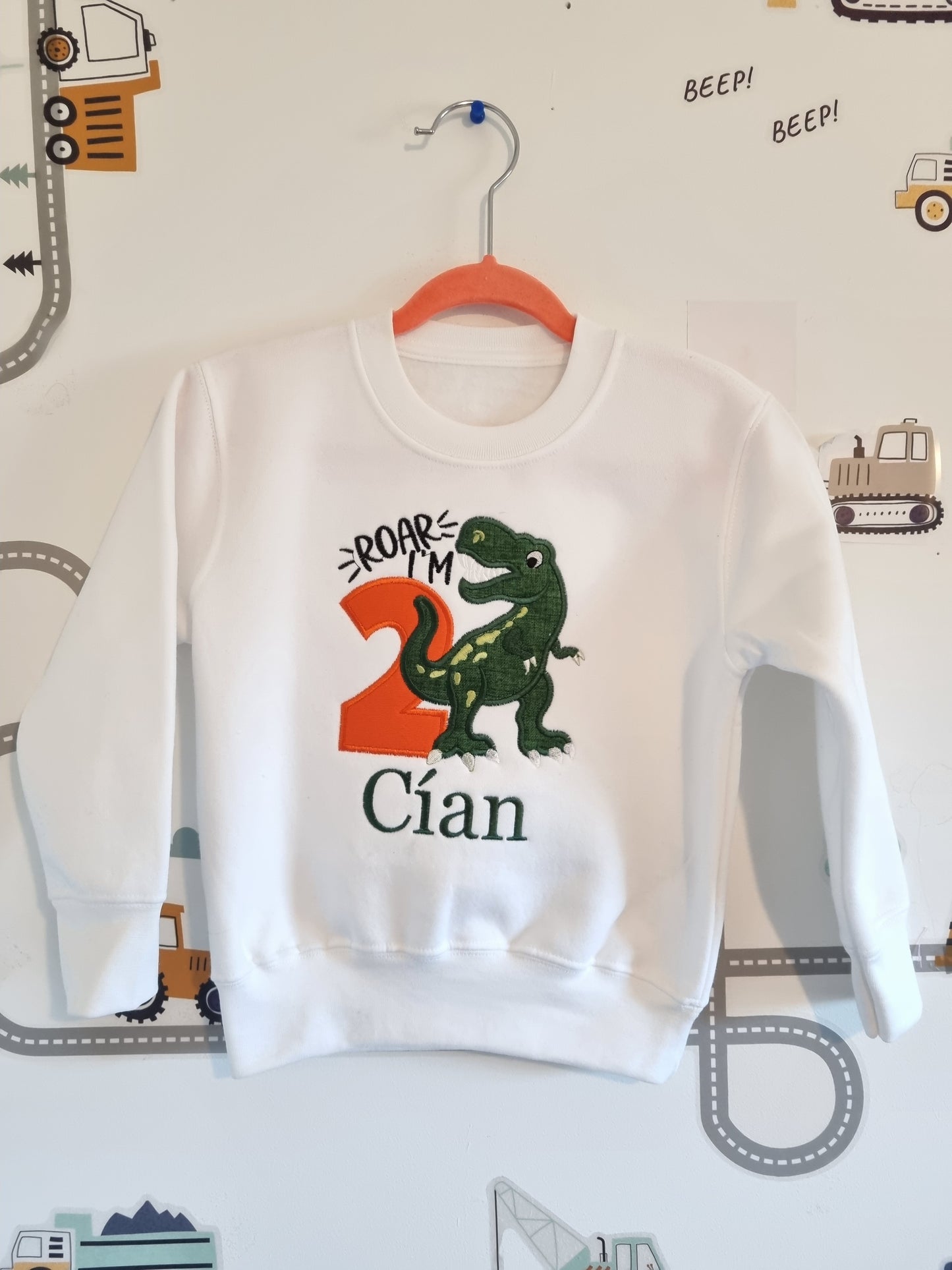 "Roar I'm" Personalised Trex Birthday Sweatshirt | Embroidered