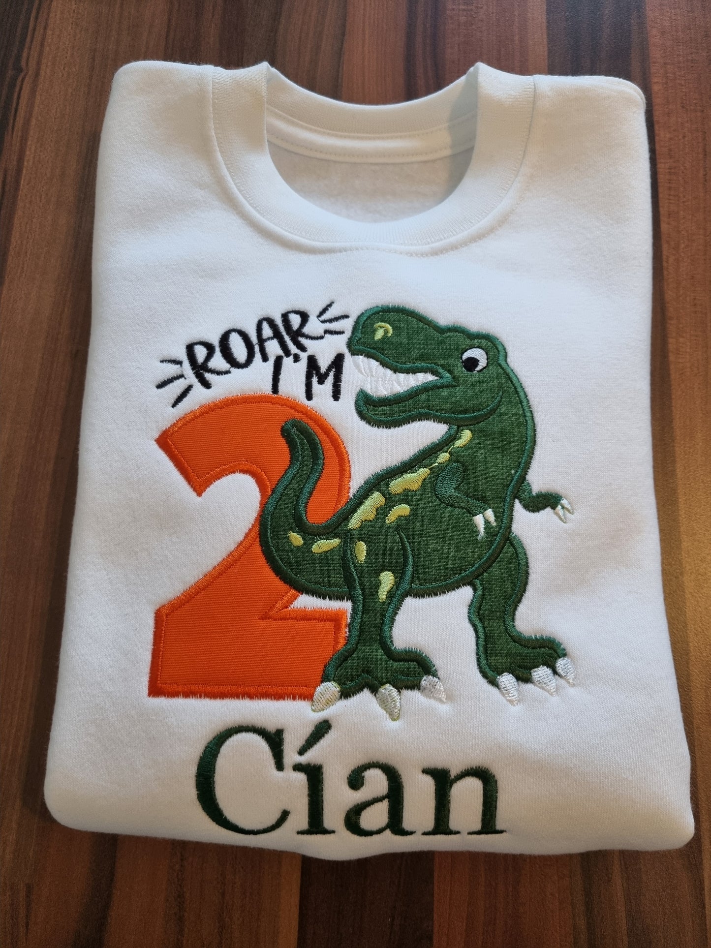 "Roar I'm" Personalised Trex Birthday Sweatshirt | Embroidered