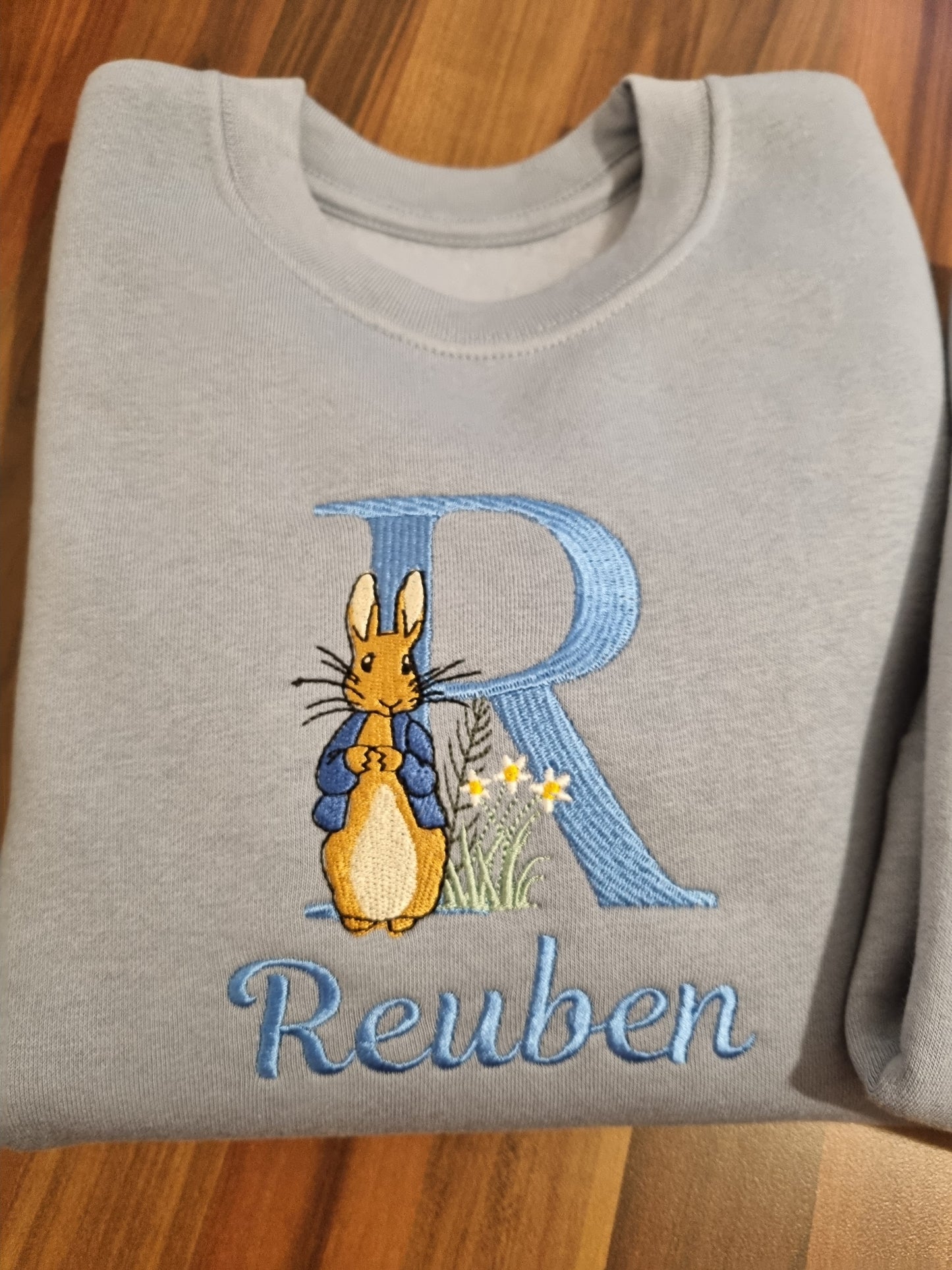 Personnalised Blue or Pink cute Rabbit with Monogram Letter Sweatshirt