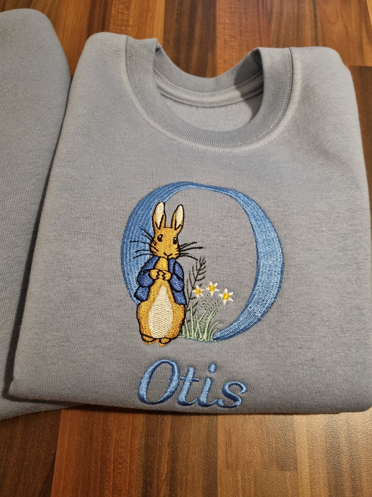 Personnalised Blue or Pink cute Rabbit with Monogram Letter Sweatshirt