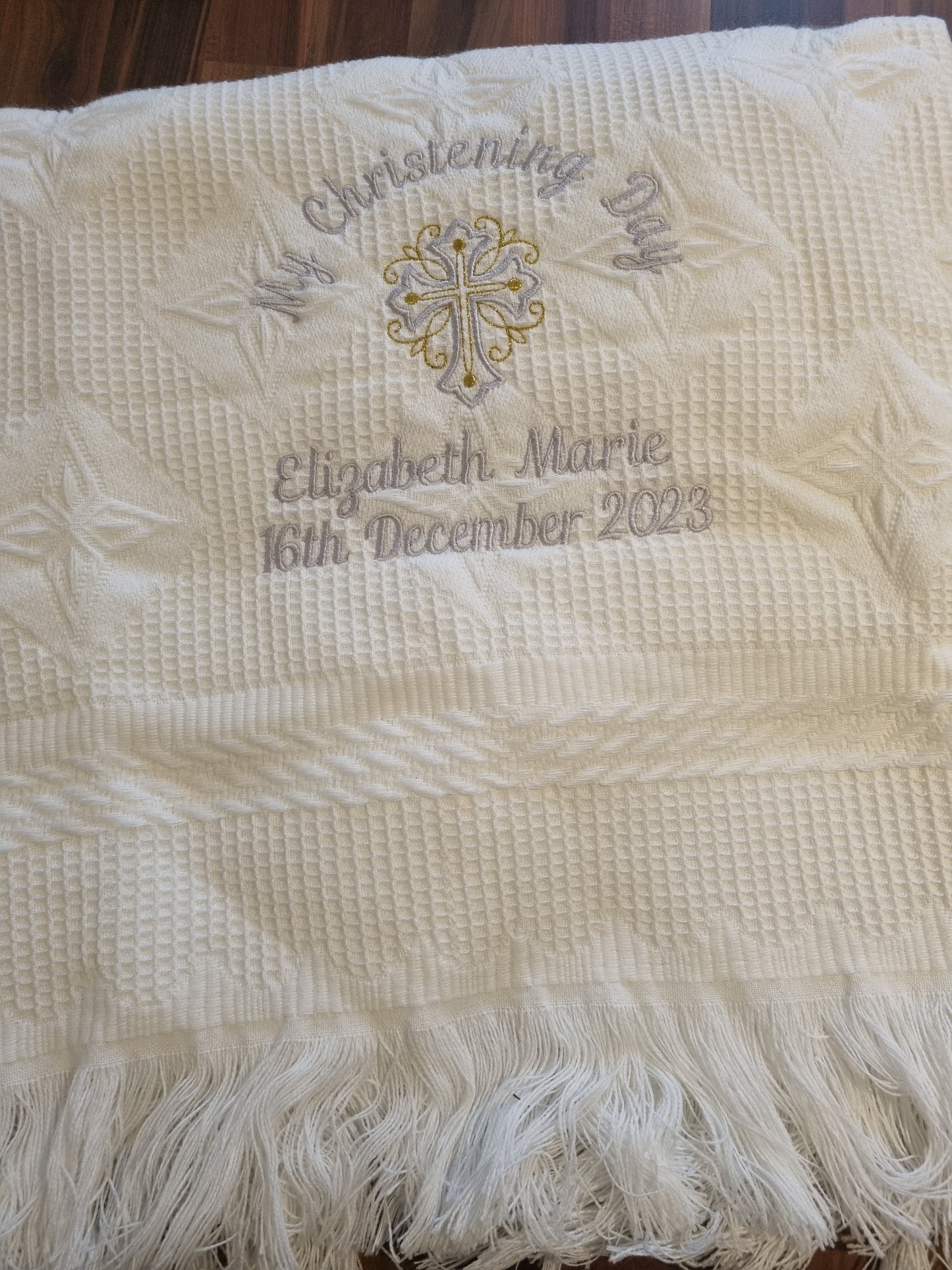 Personalised Christening Shawl Blanket | Embroidered