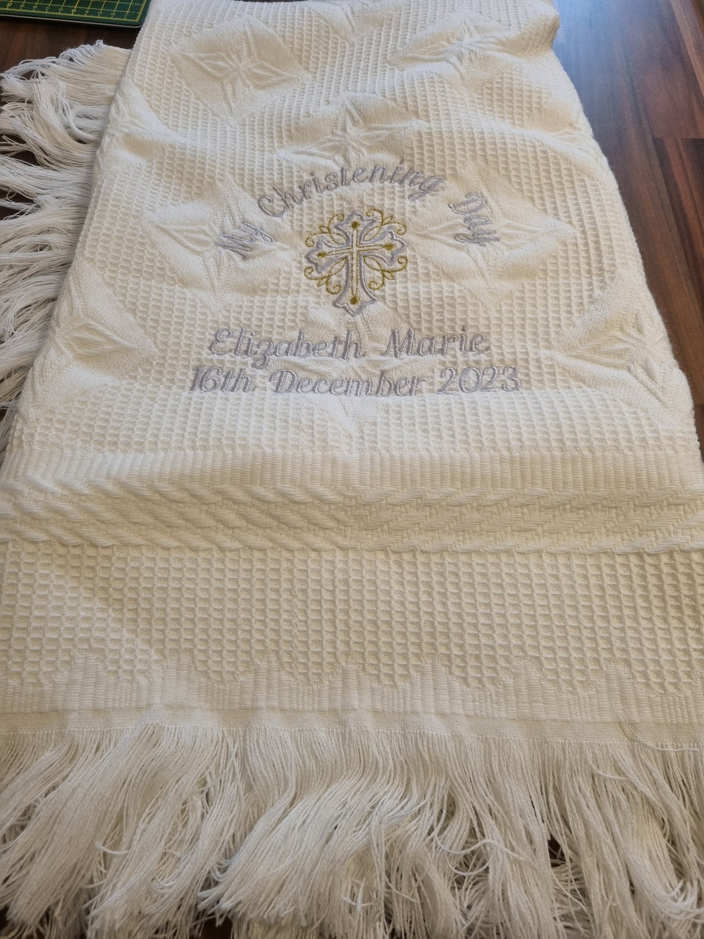 Personalised Christening Shawl Blanket | Embroidered