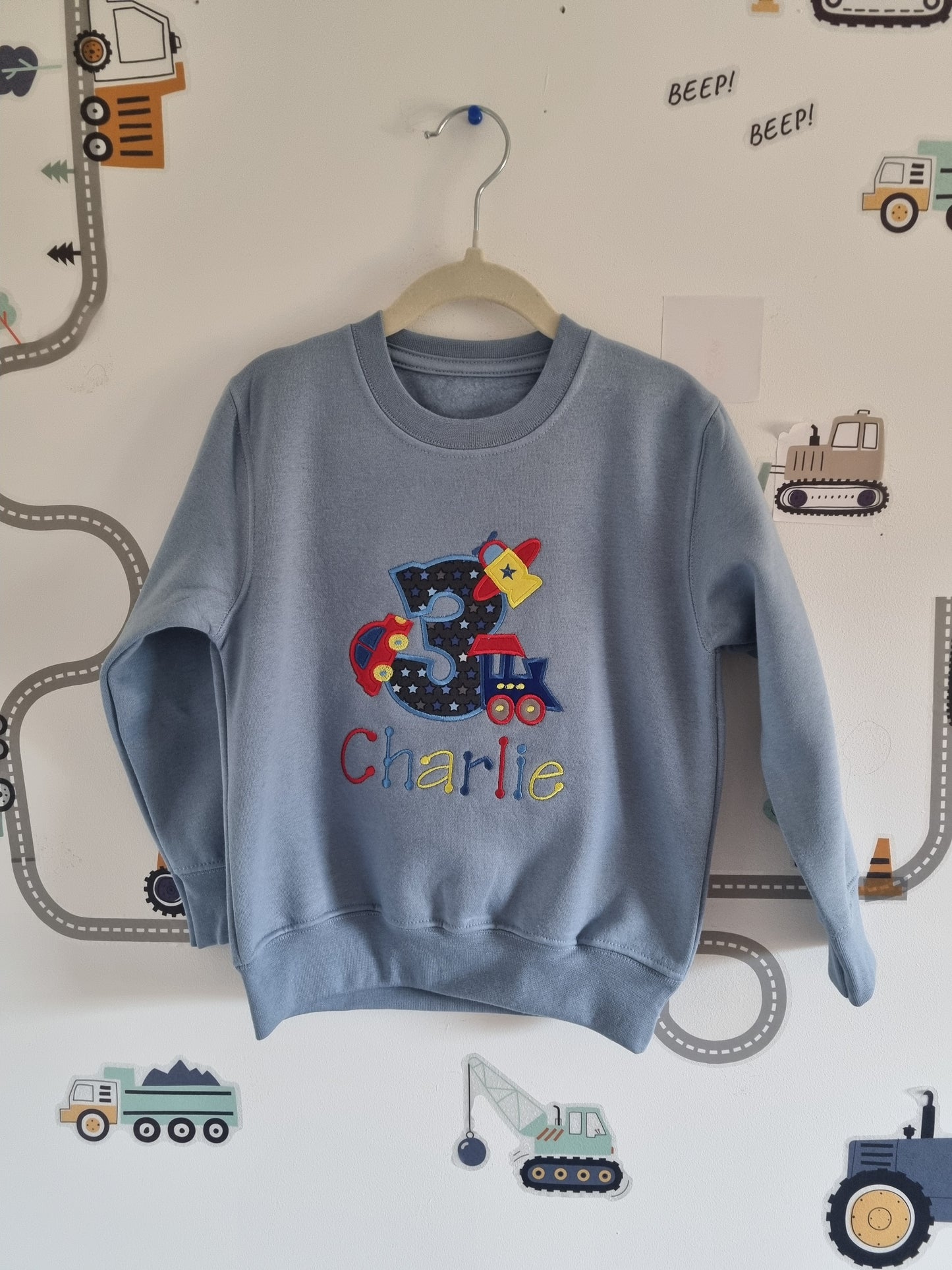 Children Birthday Sweatshirt | Plane | Train | 1st Birthday | 2nd Birthday | 3rd Birthday