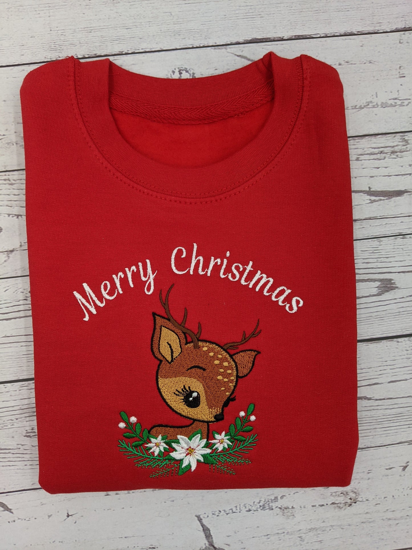 PRE- ORDER -Children's Christmas Sweatshirt | Personalised | Christmas Jumper | Cute Reindeer | Xmas Jumper | Embroidered