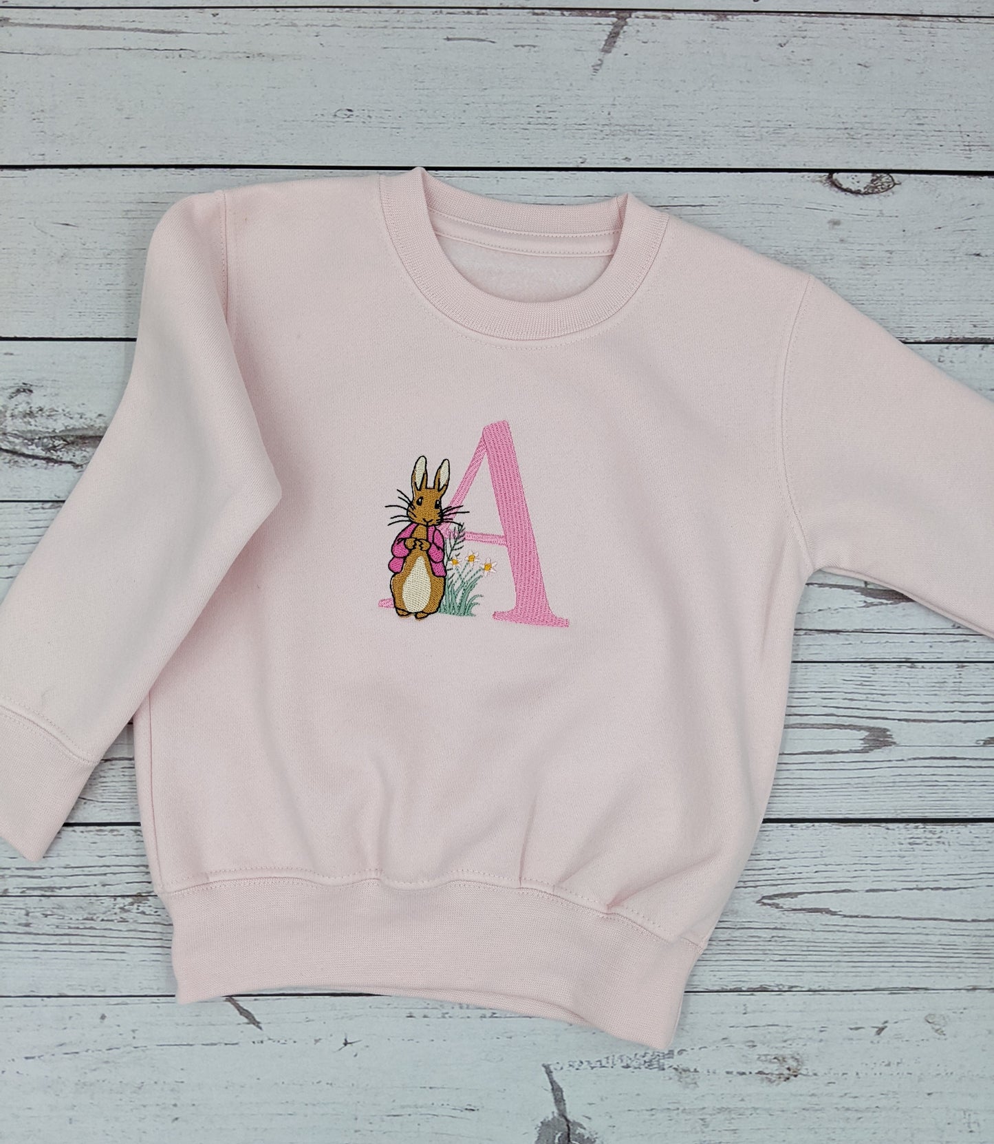 Personnalised Blue or Pink cute Rabbit with Monogram Letter Sweatshirt