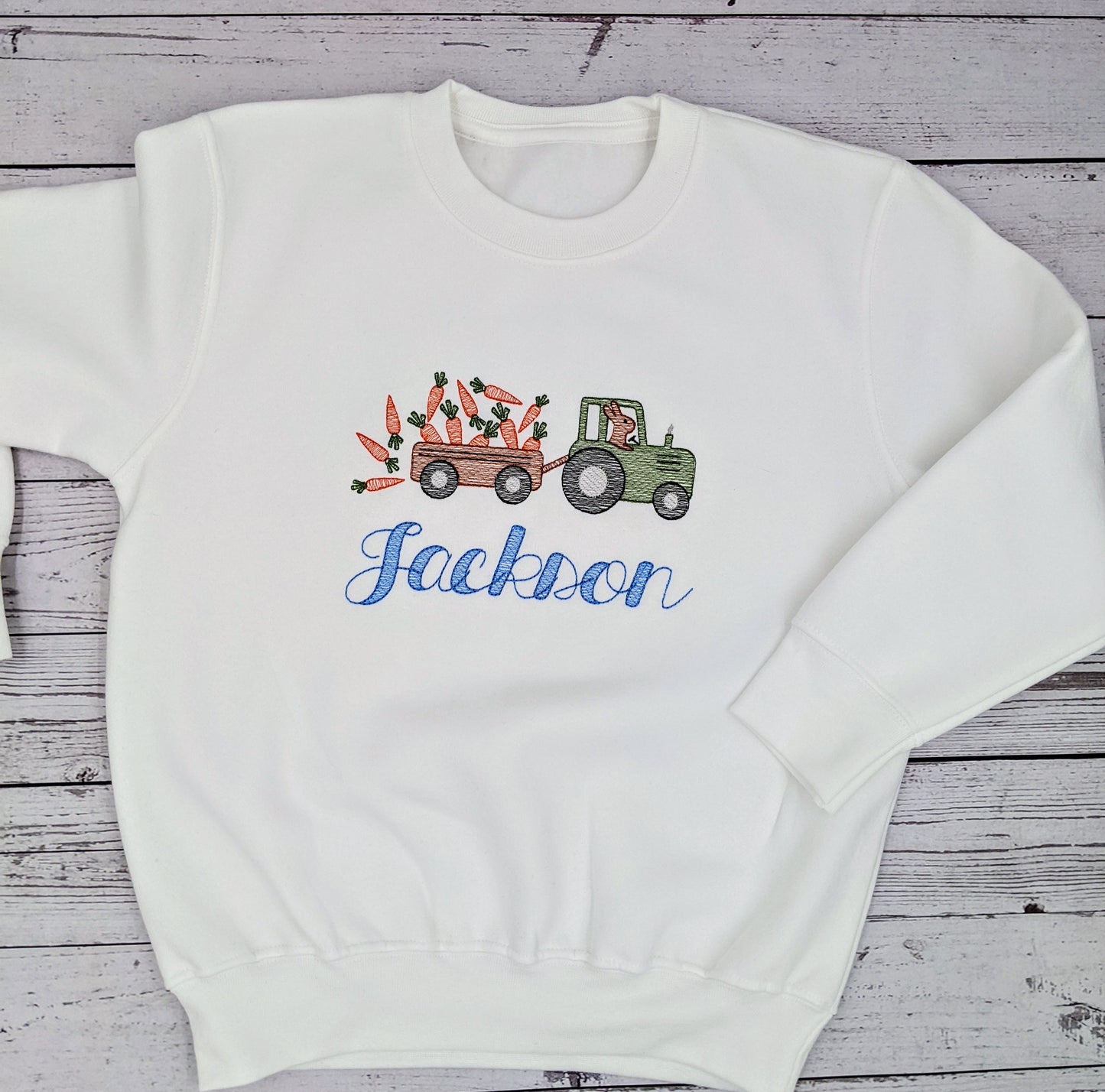Personalised Easter Bunny Tractor Sweatshirt for kids | Easter Tractor | Easter Children's Tshirt | Embroidery