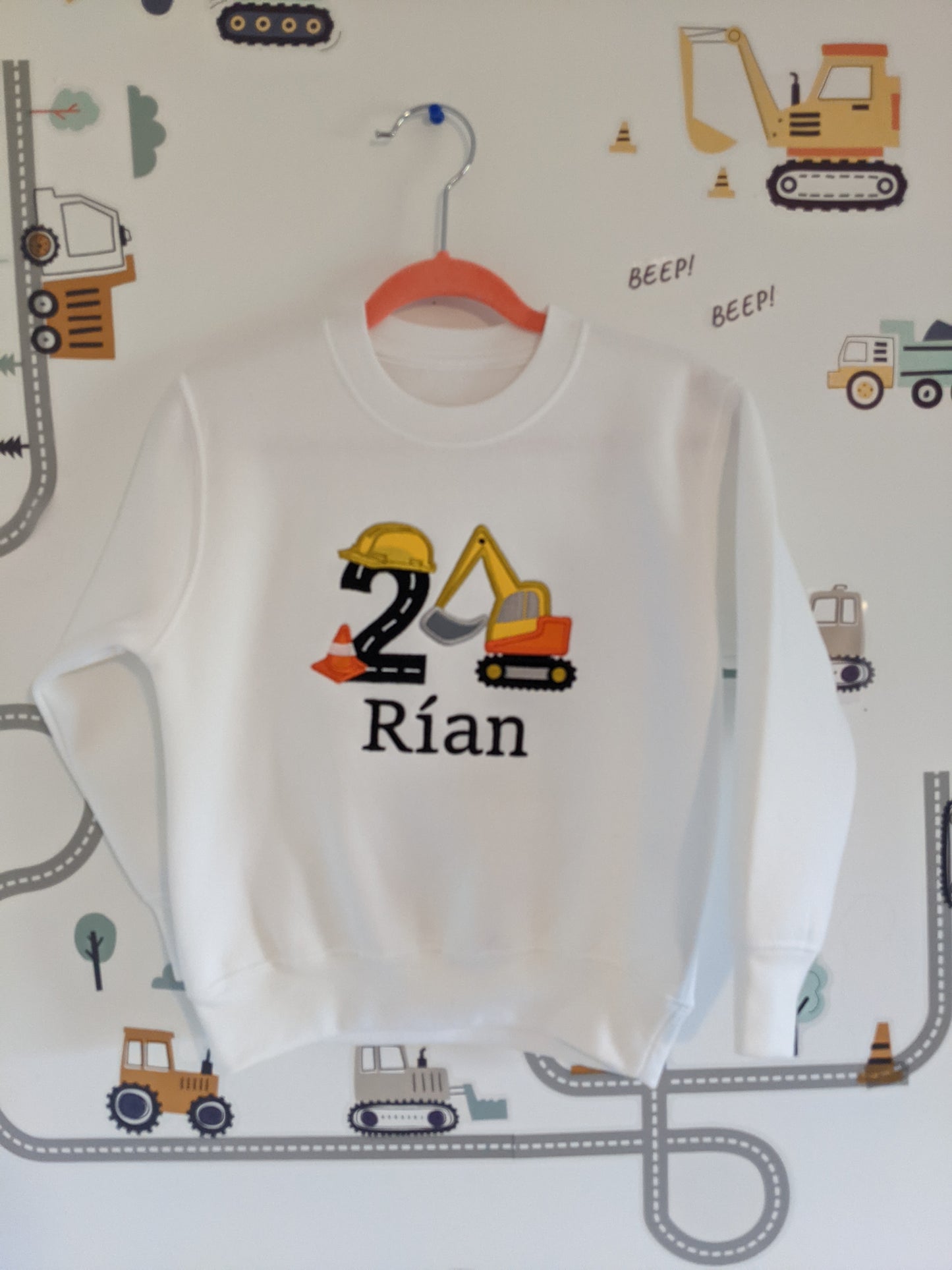 Excavator Sweatshirt | Excavator with name and number | Embroidered