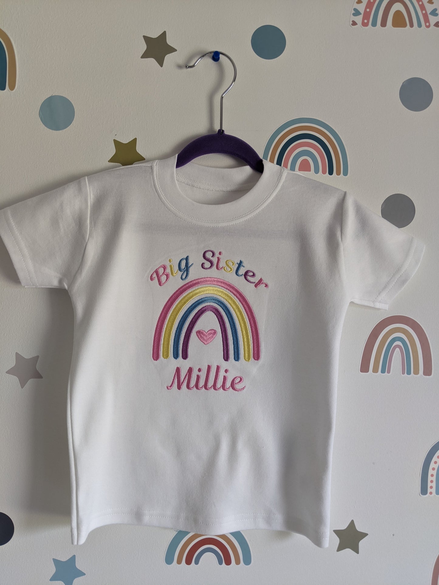 Big Sister Rainbow Tshirt - Embroidery