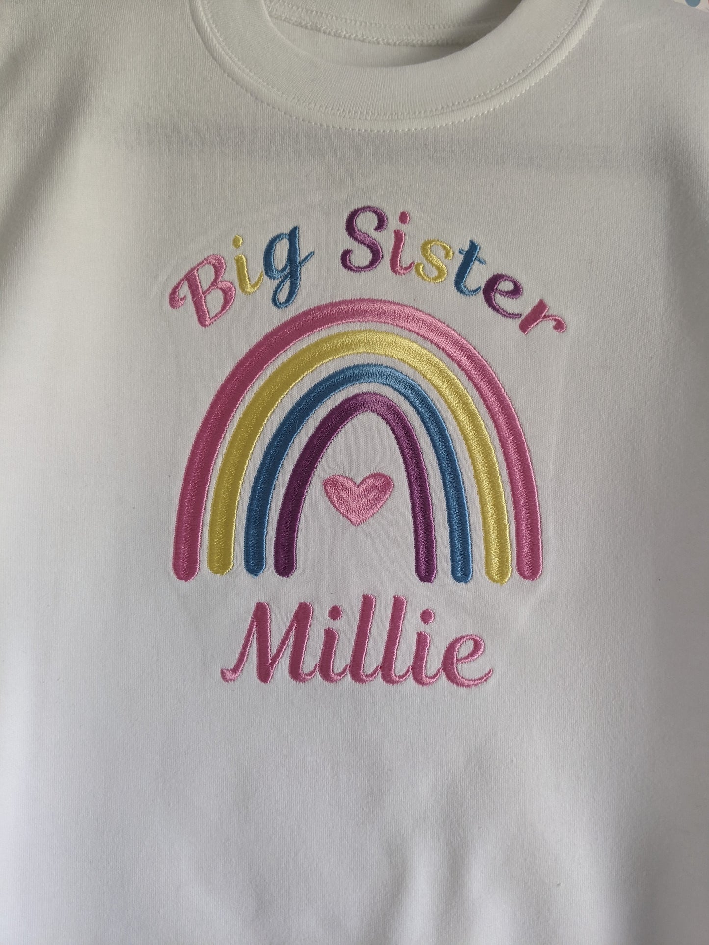 Big Sister Rainbow Tshirt - Embroidery