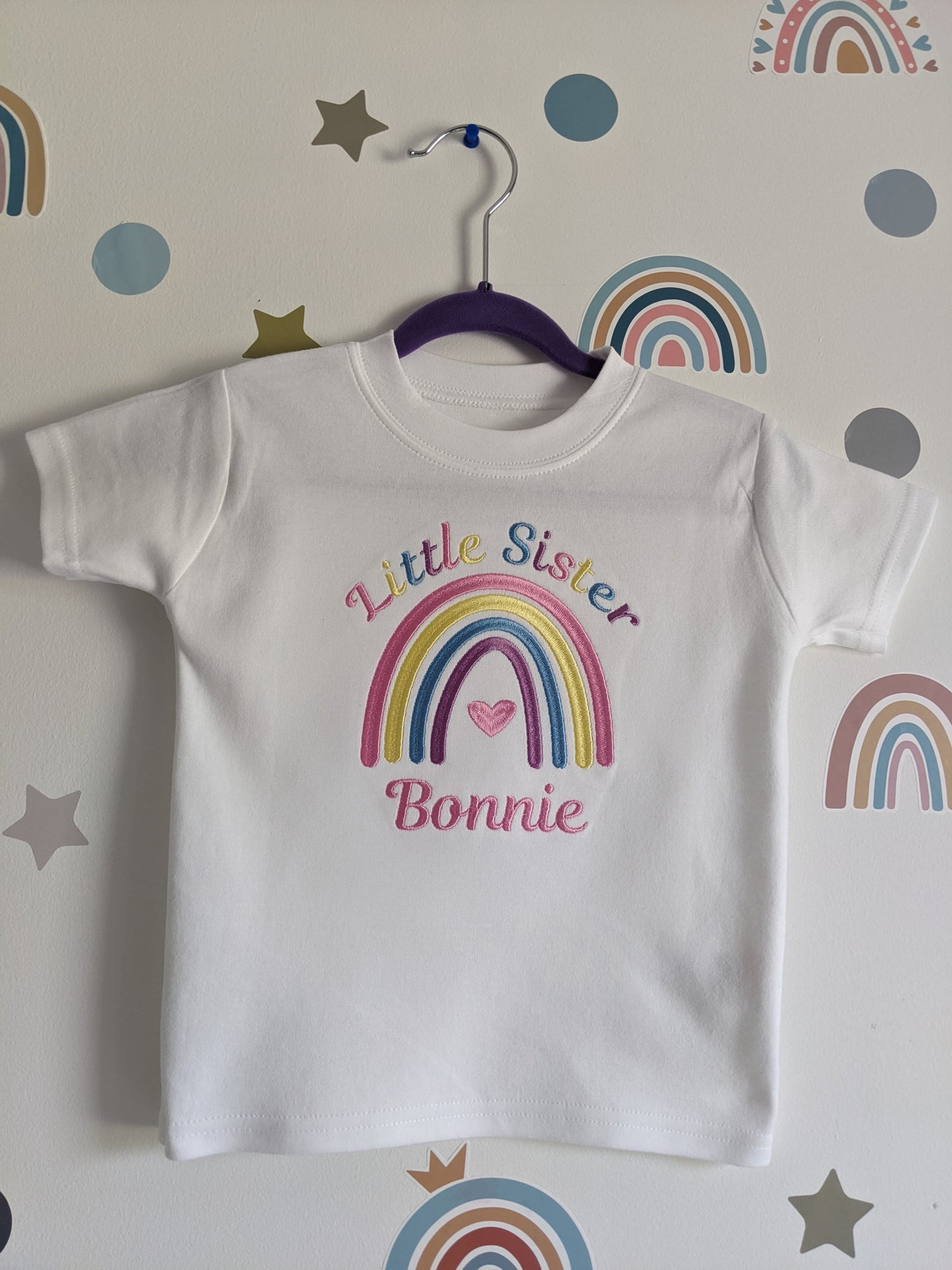 Big Sister Rainbow Tshirt - Embroidery