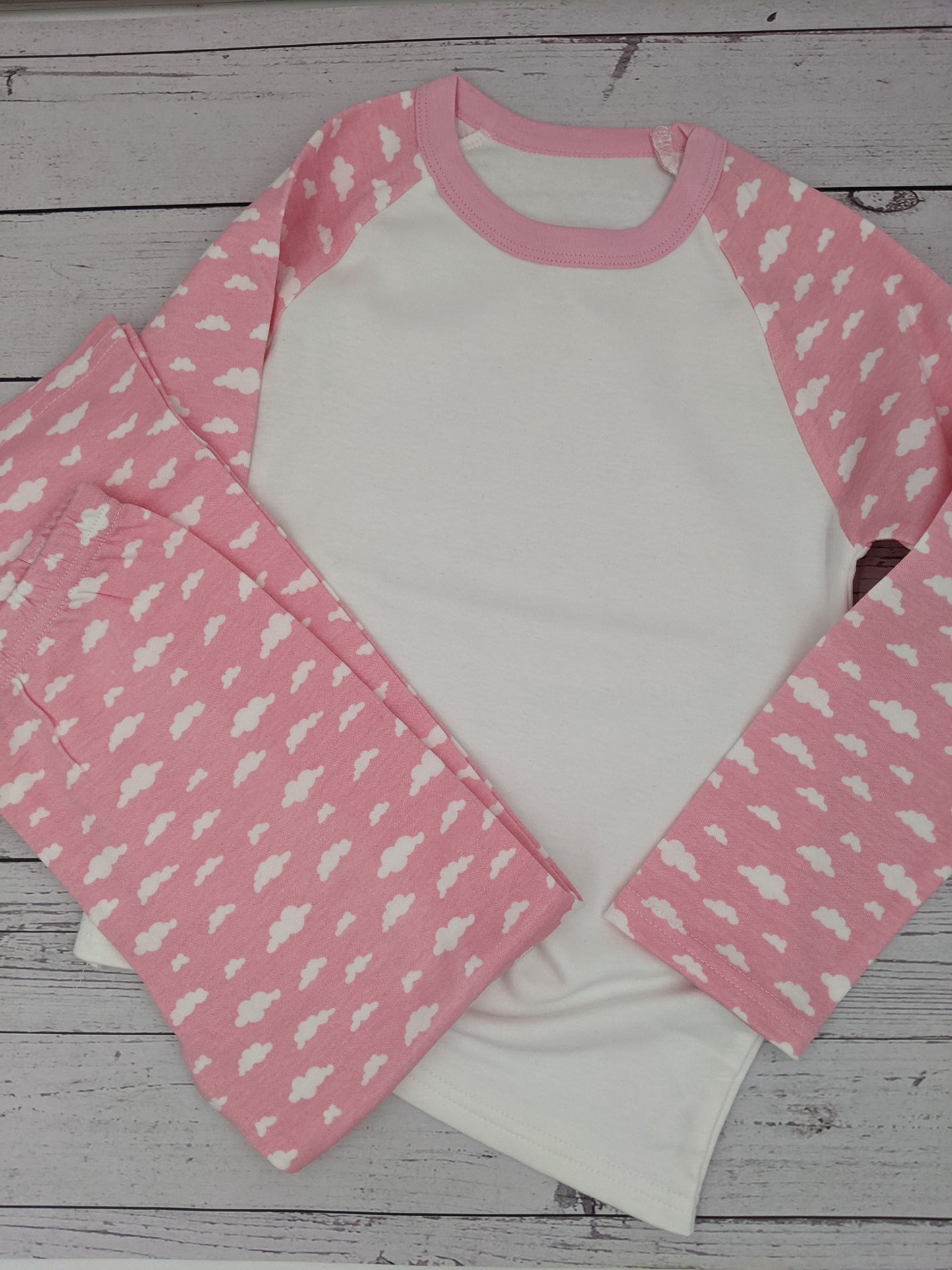 Mousse shape Personalised Birthday PJ's - Girls - Pink PJ Cloud print