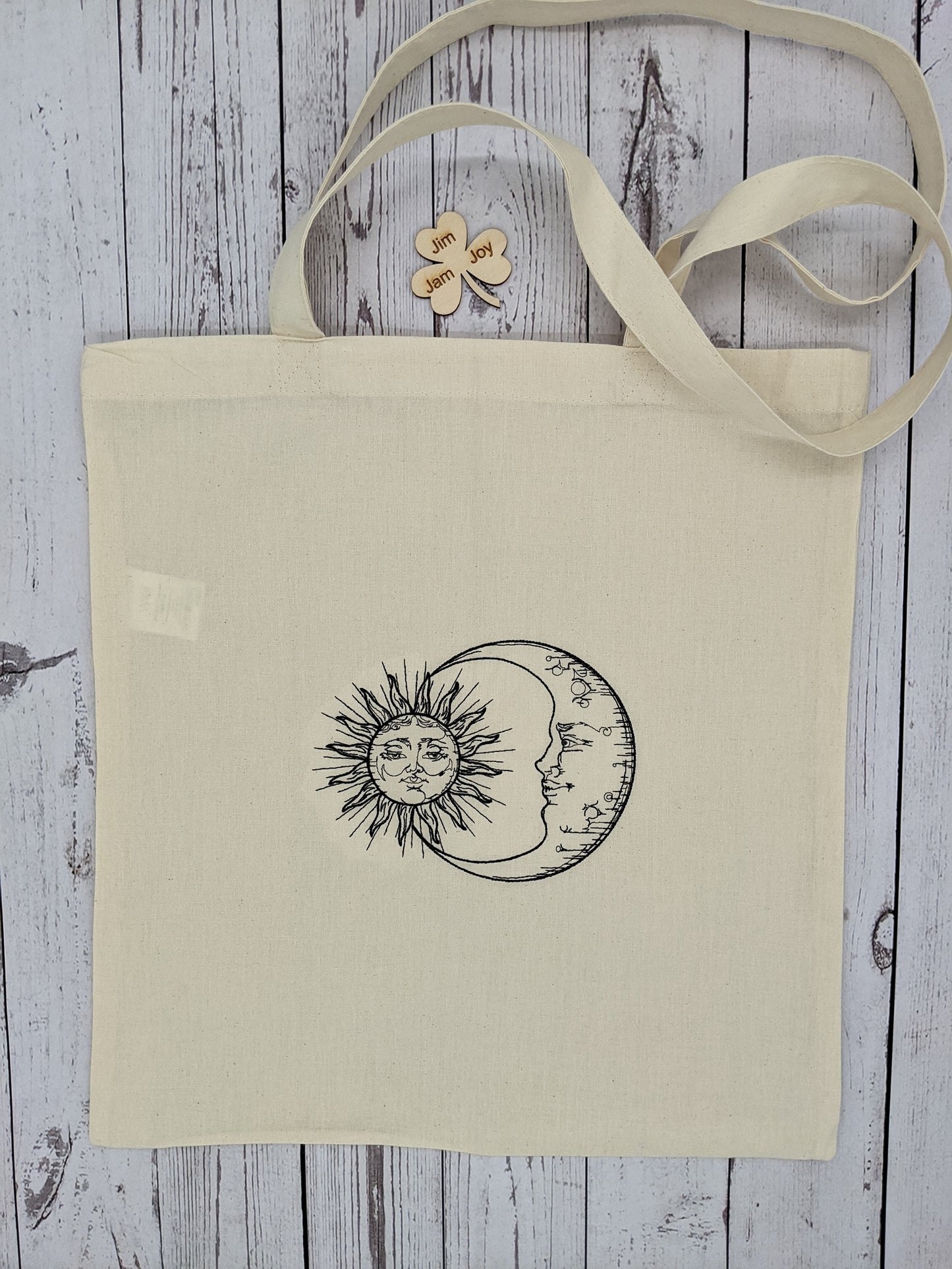 Sun and Moonl Tote Bag | 100 % Organic GOTS Cotton Tote | Embroidered