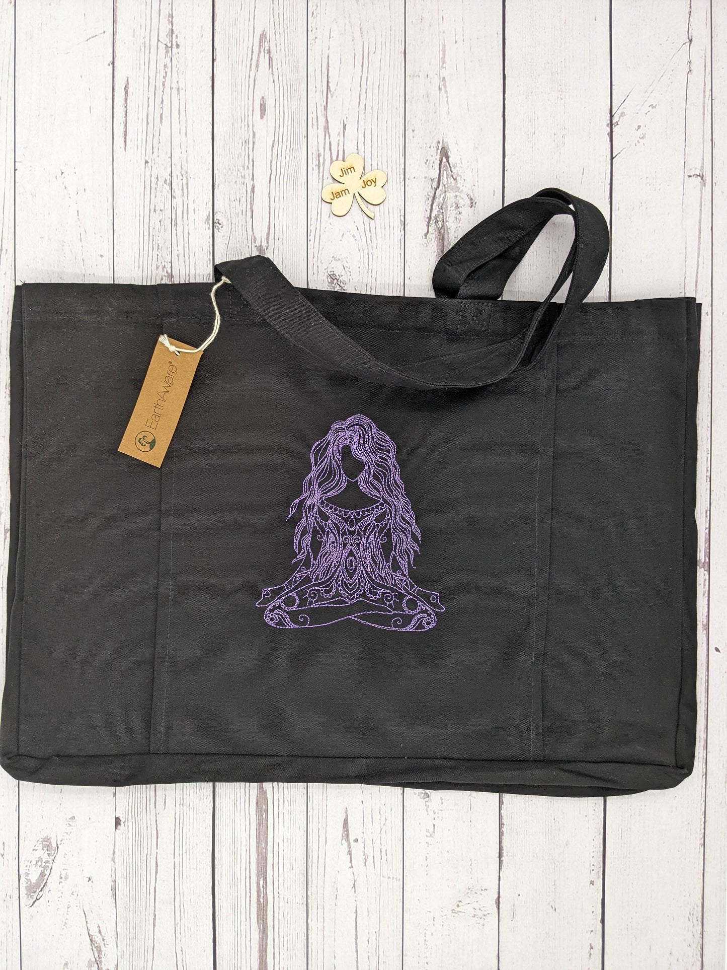 Personalised Organic Yoga Tote Bag with Yoga Poses - Embroidery