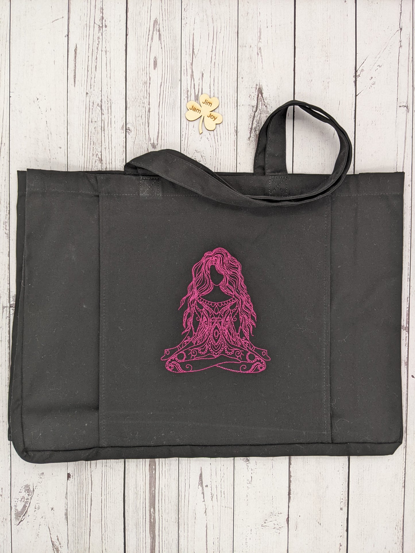 Personalised Organic Yoga Tote Bag with Yoga Poses - Embroidery