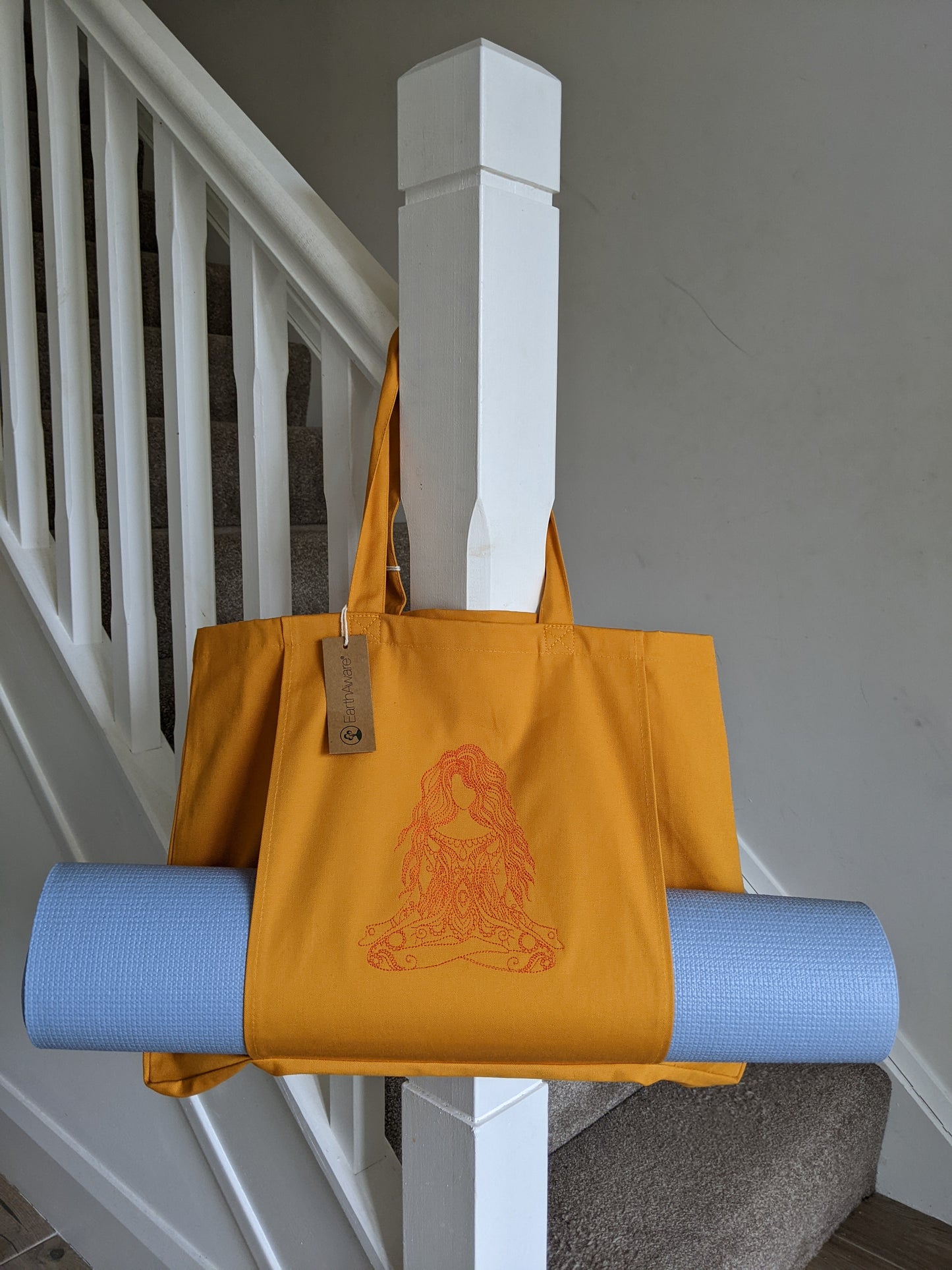Personalised Organic Yoga Tote Bag with Yoga Poses - Embroidery