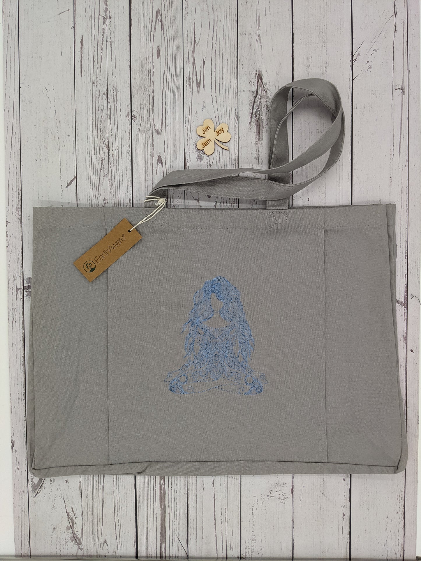 Personalised Organic Yoga Tote Bag with Yoga Poses - Embroidery