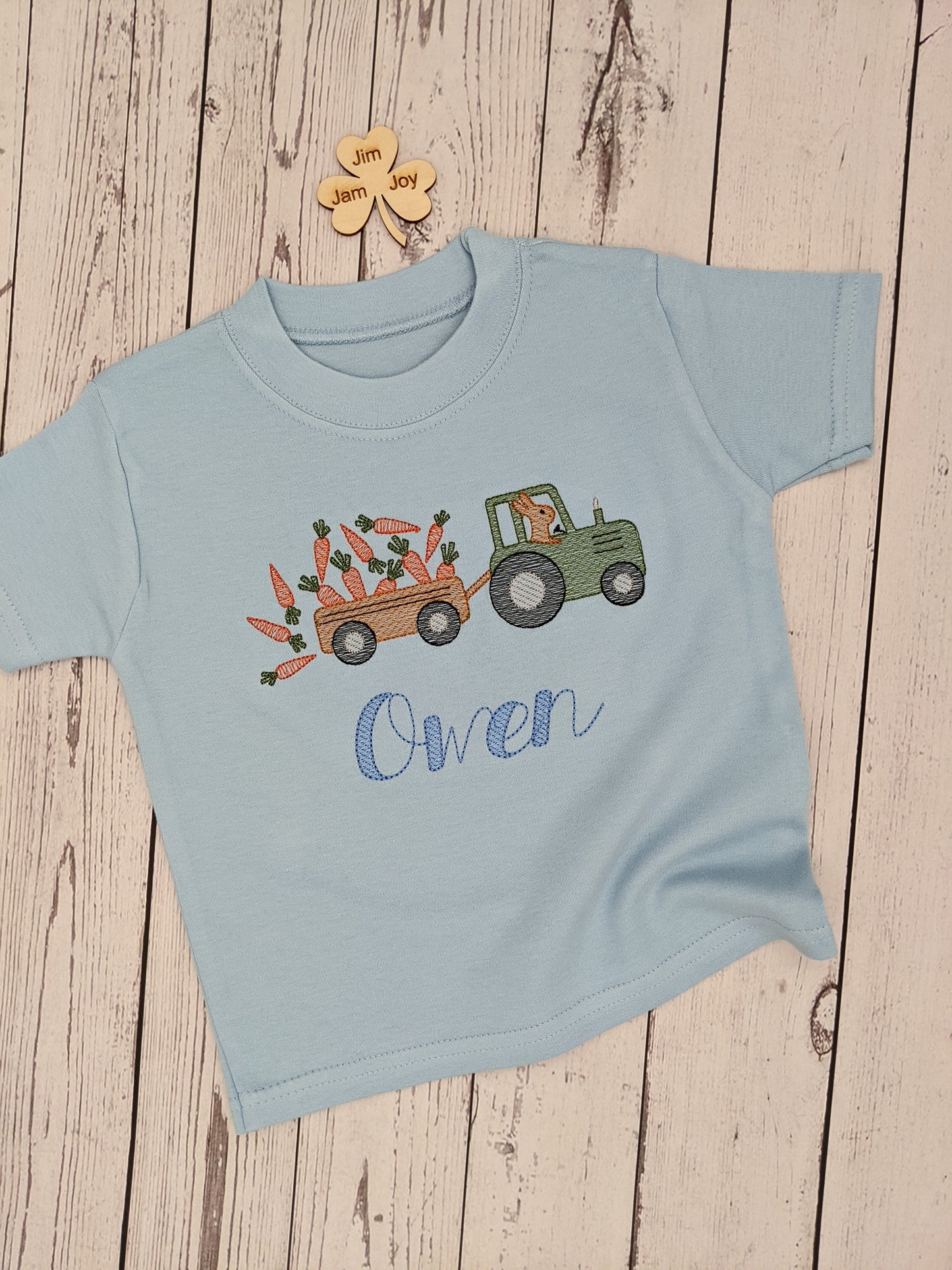 Personalised Easter Bunny Tractor t-shirt for kids | Easter Tractor | Easter Children's Tshirt | Embroidery