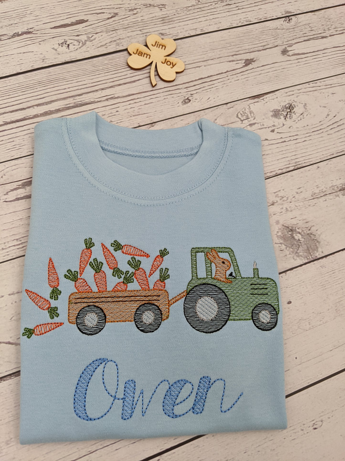 Personalised Easter Bunny Tractor t-shirt for kids | Easter Tractor | Easter Children's Tshirt | Embroidery