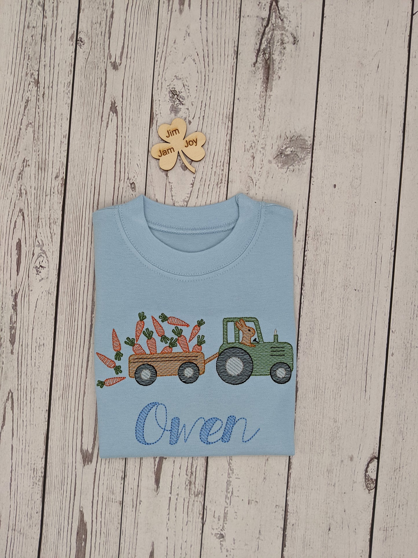 Personalised Easter Bunny Tractor t-shirt for kids | Easter Tractor | Easter Children's Tshirt | Embroidery