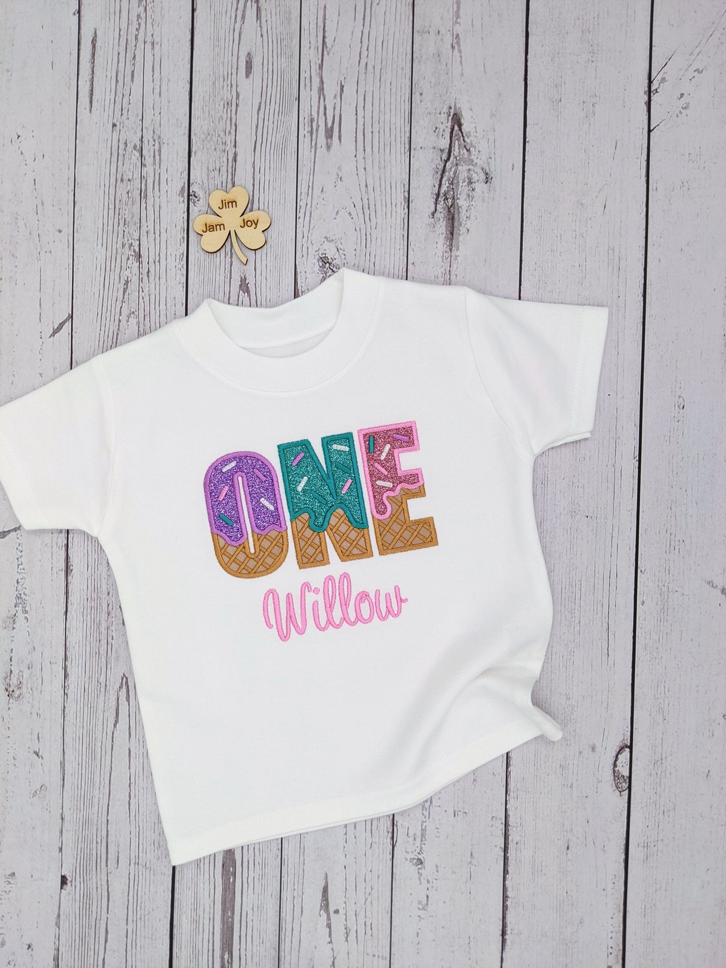 Personalised Children Ice Cream Birthday Shirt - Embroidery