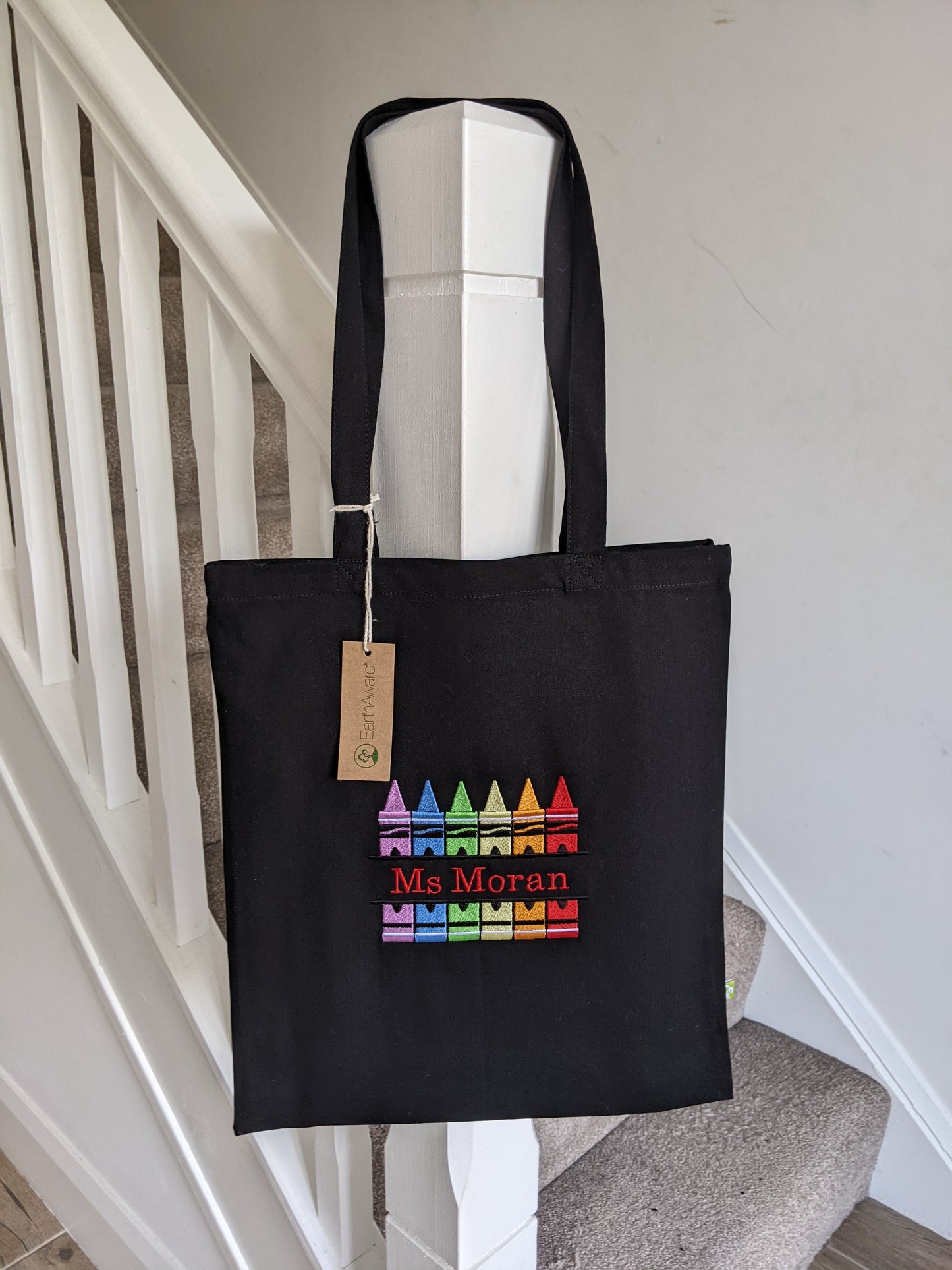 Teacher Tote Bag | Teacher Gift | Laptop Bag | Embroidered Black Tote Bag | Canvas Tote Bag | Tote Bag Gift