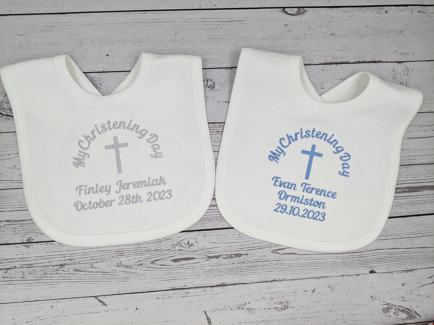 Baby Personalised Christening or Baptism Bib | Embroidered