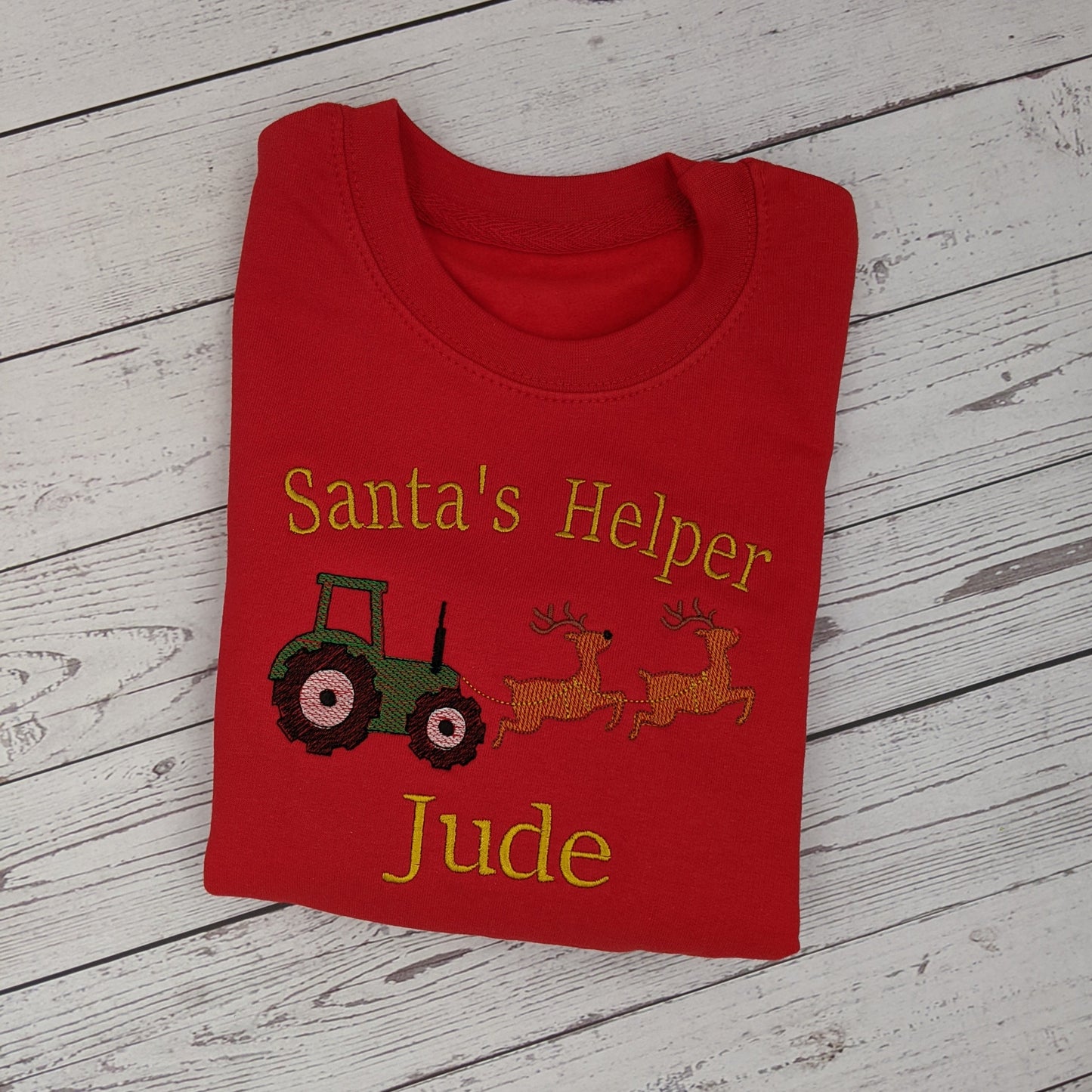 PRE ORDER -Children's Christmas Sweatshirt | Personalised | Christmas Jumper Tractor| Embroidered