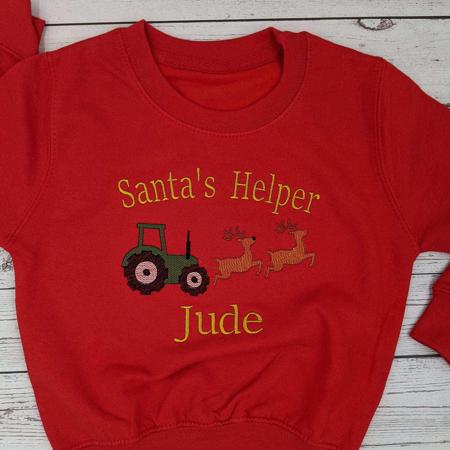 PRE ORDER -Children's Christmas Sweatshirt | Personalised | Christmas Jumper Tractor| Embroidered