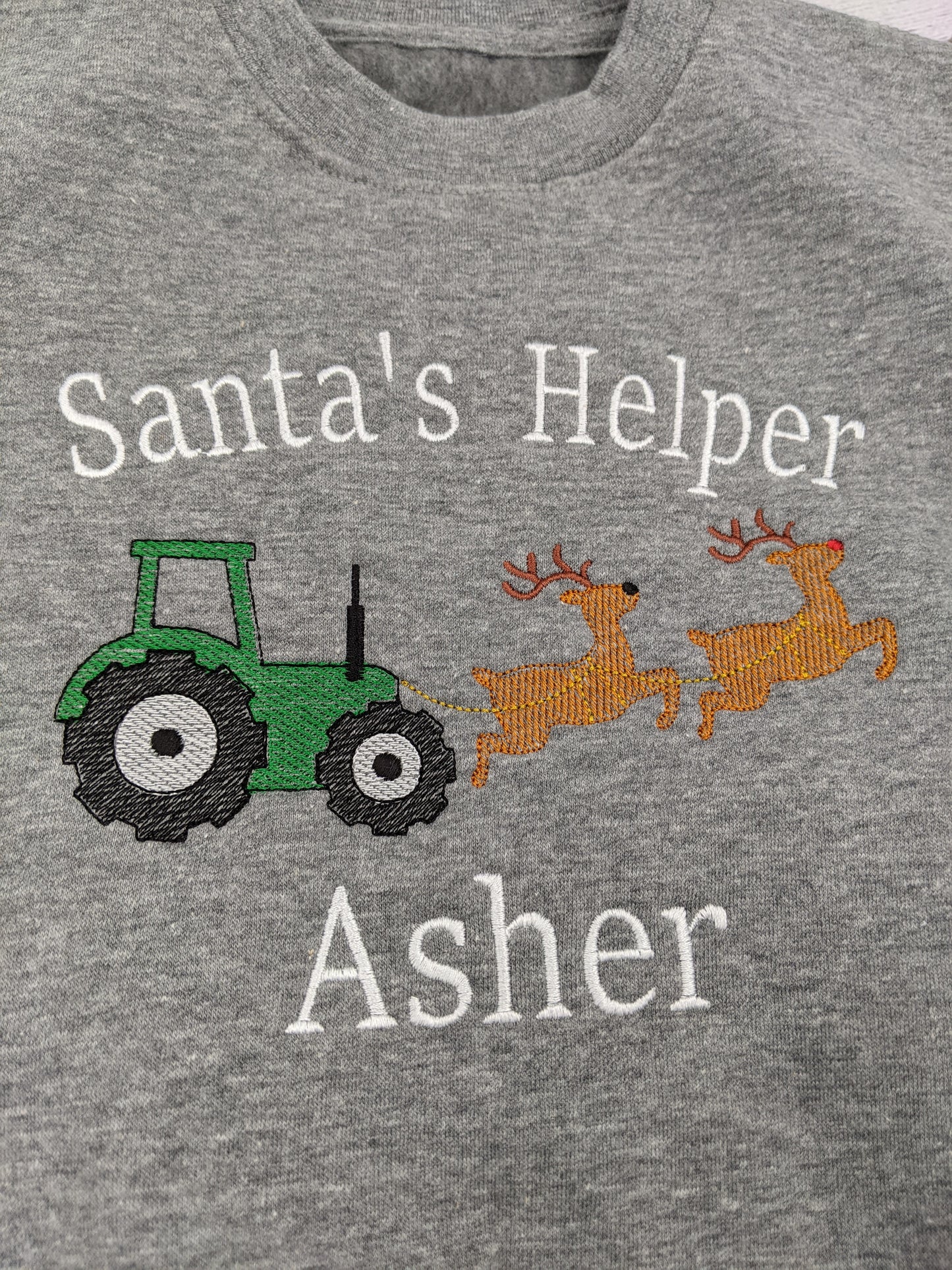 PRE ORDER -Children's Christmas Sweatshirt | Personalised | Christmas Jumper Tractor| Embroidered