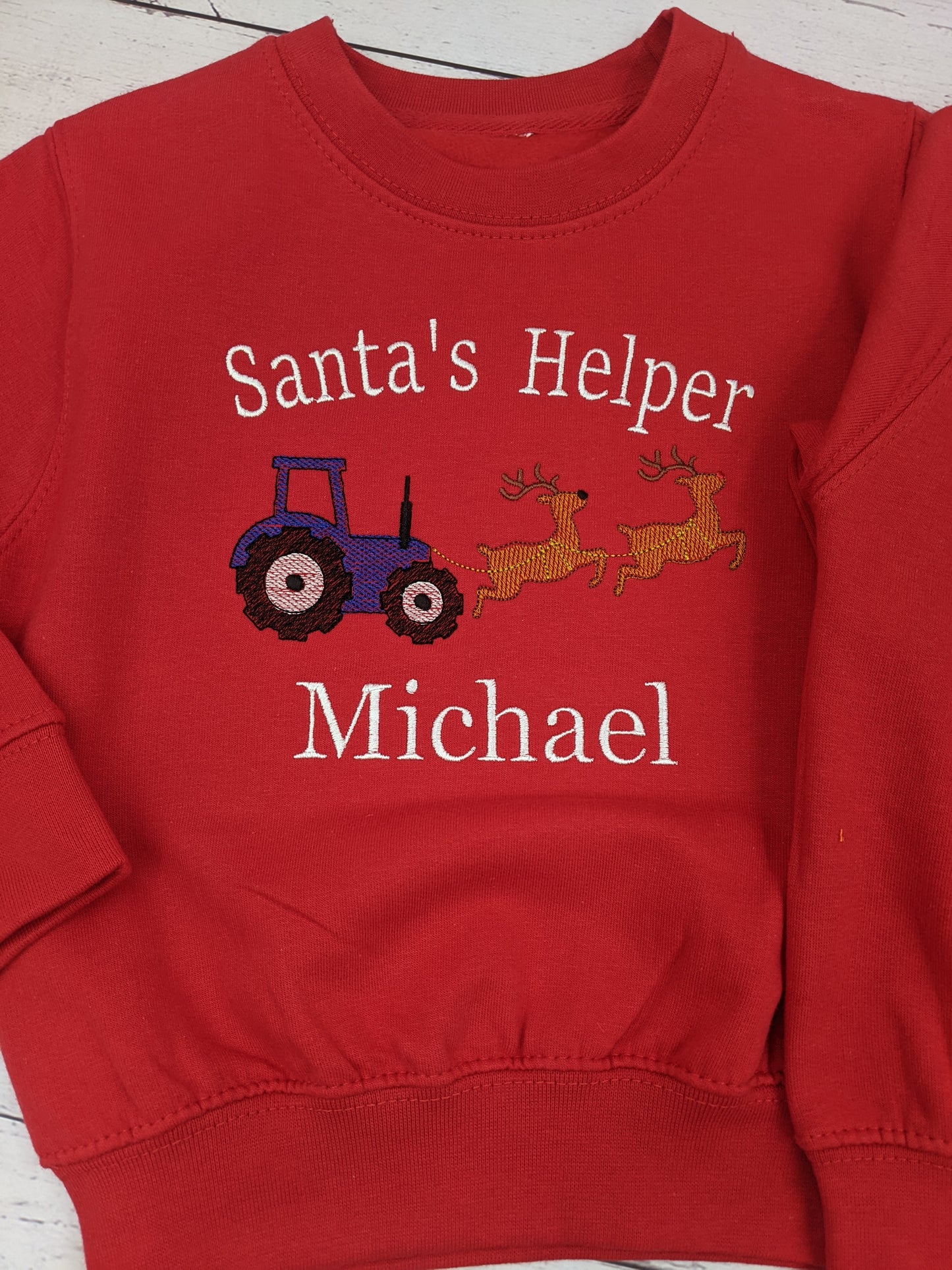 PRE ORDER -Children's Christmas Sweatshirt | Personalised | Christmas Jumper Tractor| Embroidered