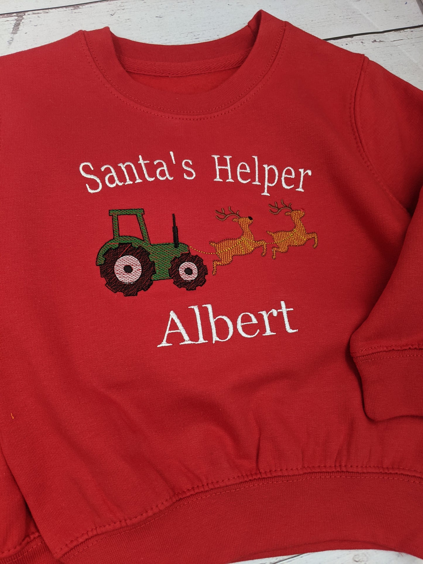 PRE ORDER -Children's Christmas Sweatshirt | Personalised | Christmas Jumper Tractor| Embroidered