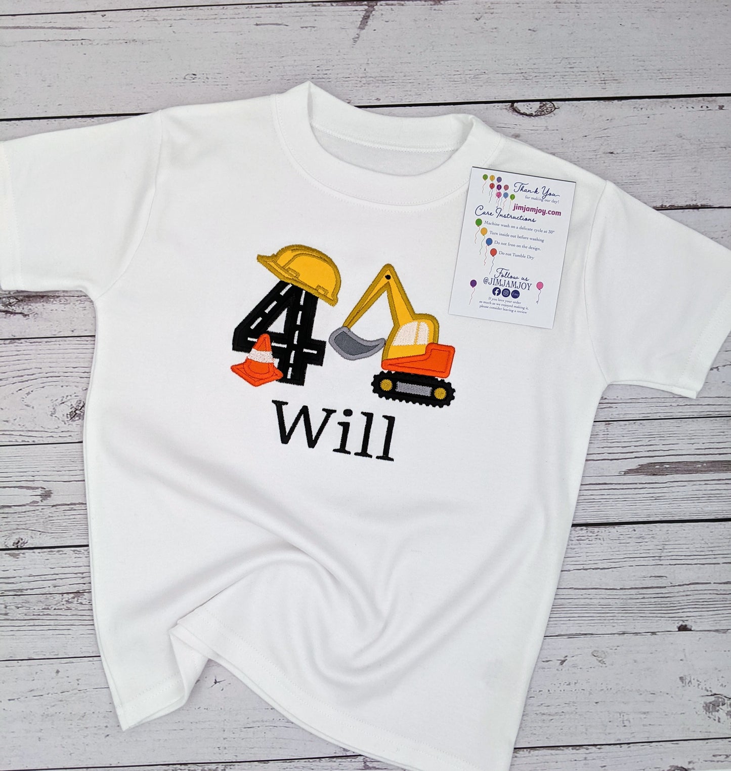 Excavator Tshirt | Excavator with name and number shirt | Embroidered