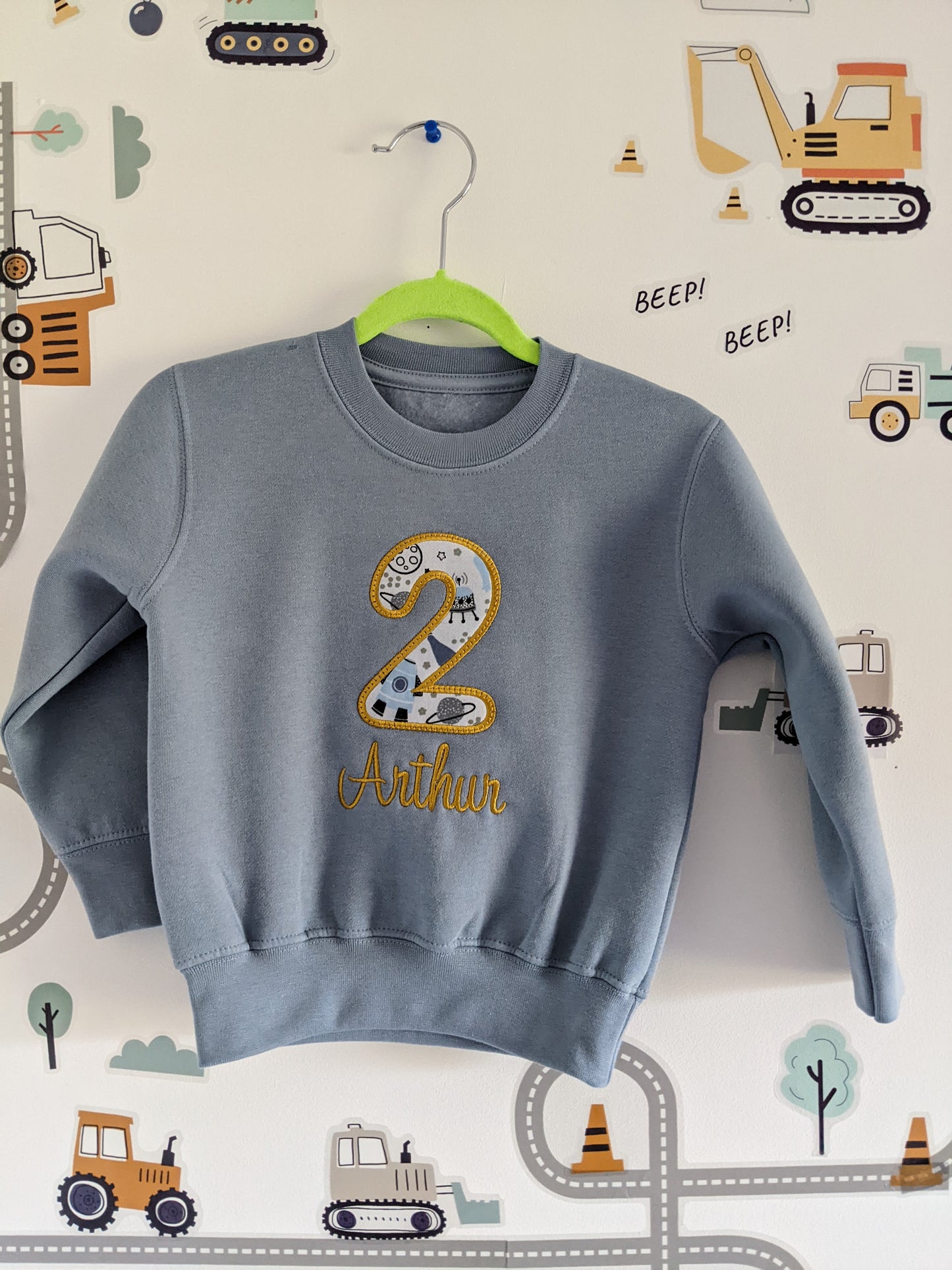 Children's Birthday Sweatshirt | Flowers | Dinosaurs | Space | Embroidery